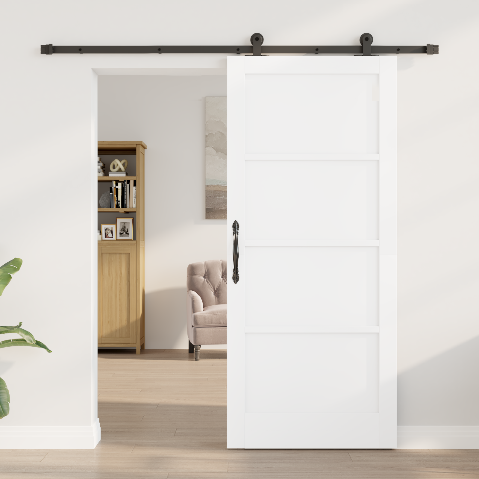 vidaXL Schuifdeur met Hardware Set Wit 86x198,5 cm Massief Hout Grond