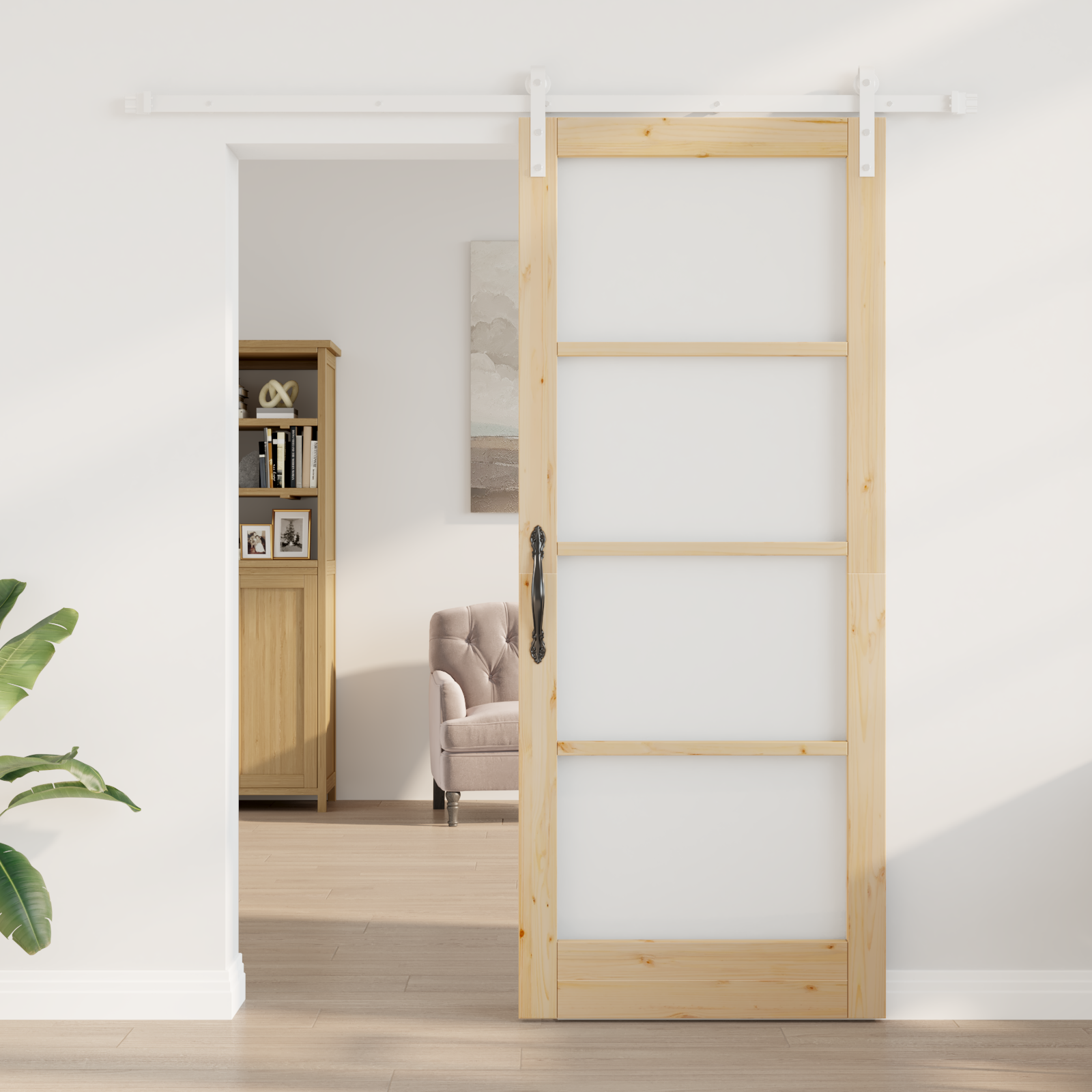vidaXL Schuifdeur met beslag ORKDAL massief hout en glas