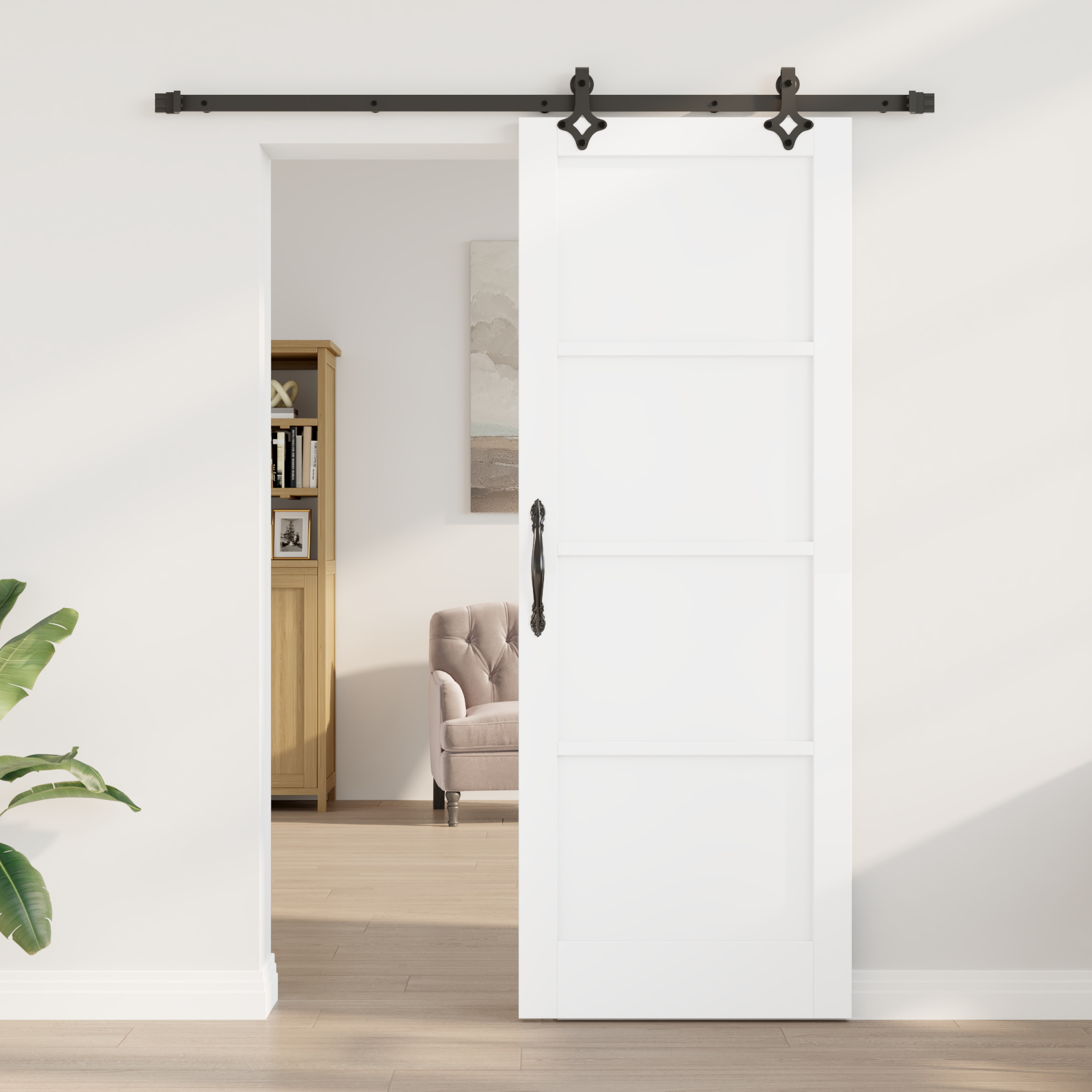 vidaXL Schuifdeur met beslag 78x211 cm massief grenenhout wit