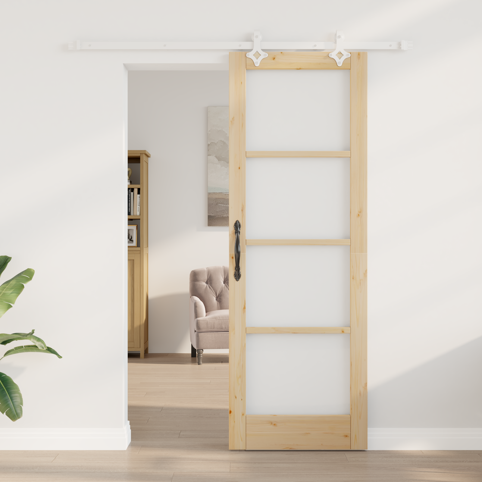 vidaXL Schuifdeur met Hardware Set 73,5x211 cm Massief Dennehout