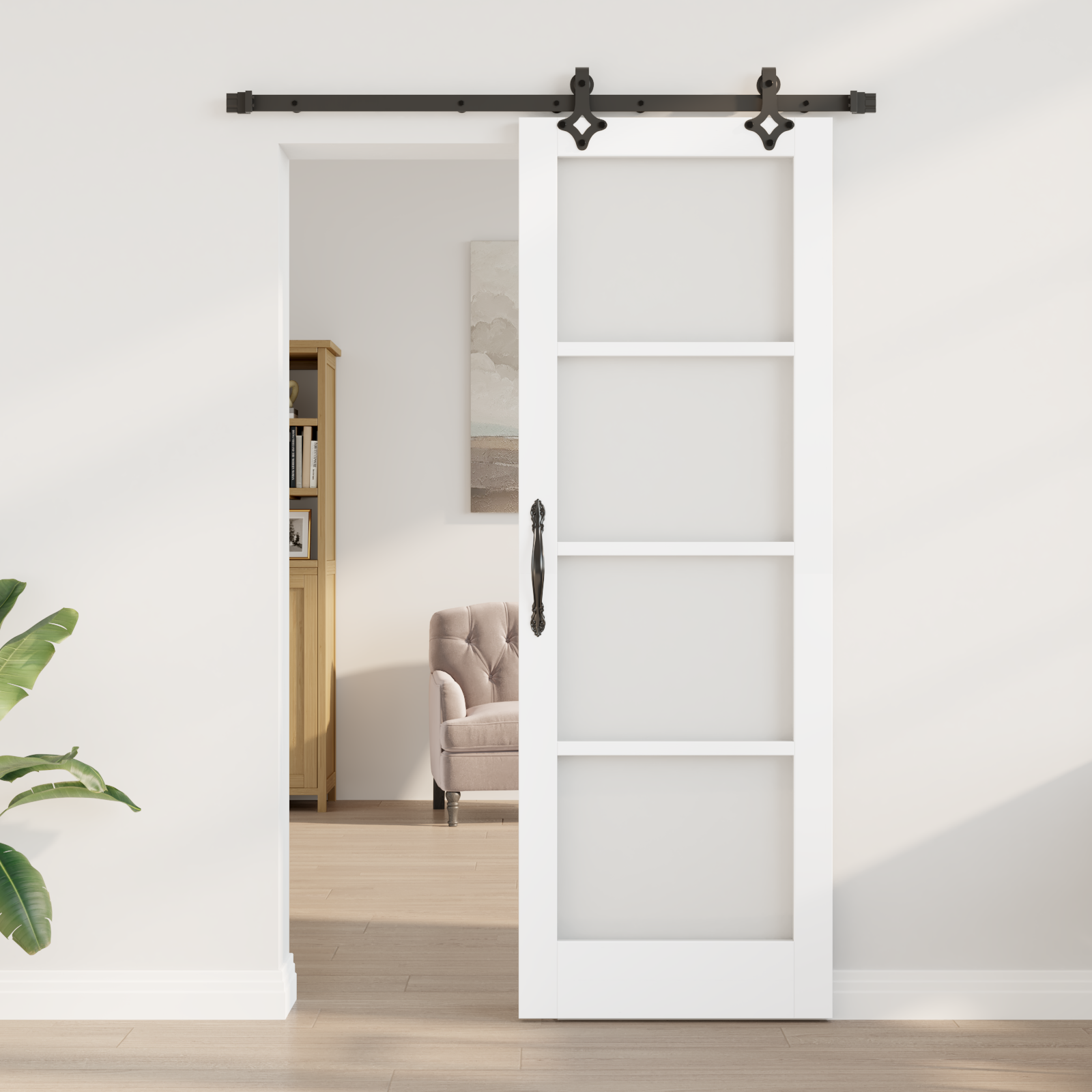 vidaXL Schuifdeur met Hardware Set Wit 73,5x211 cm Massief Vurenhout