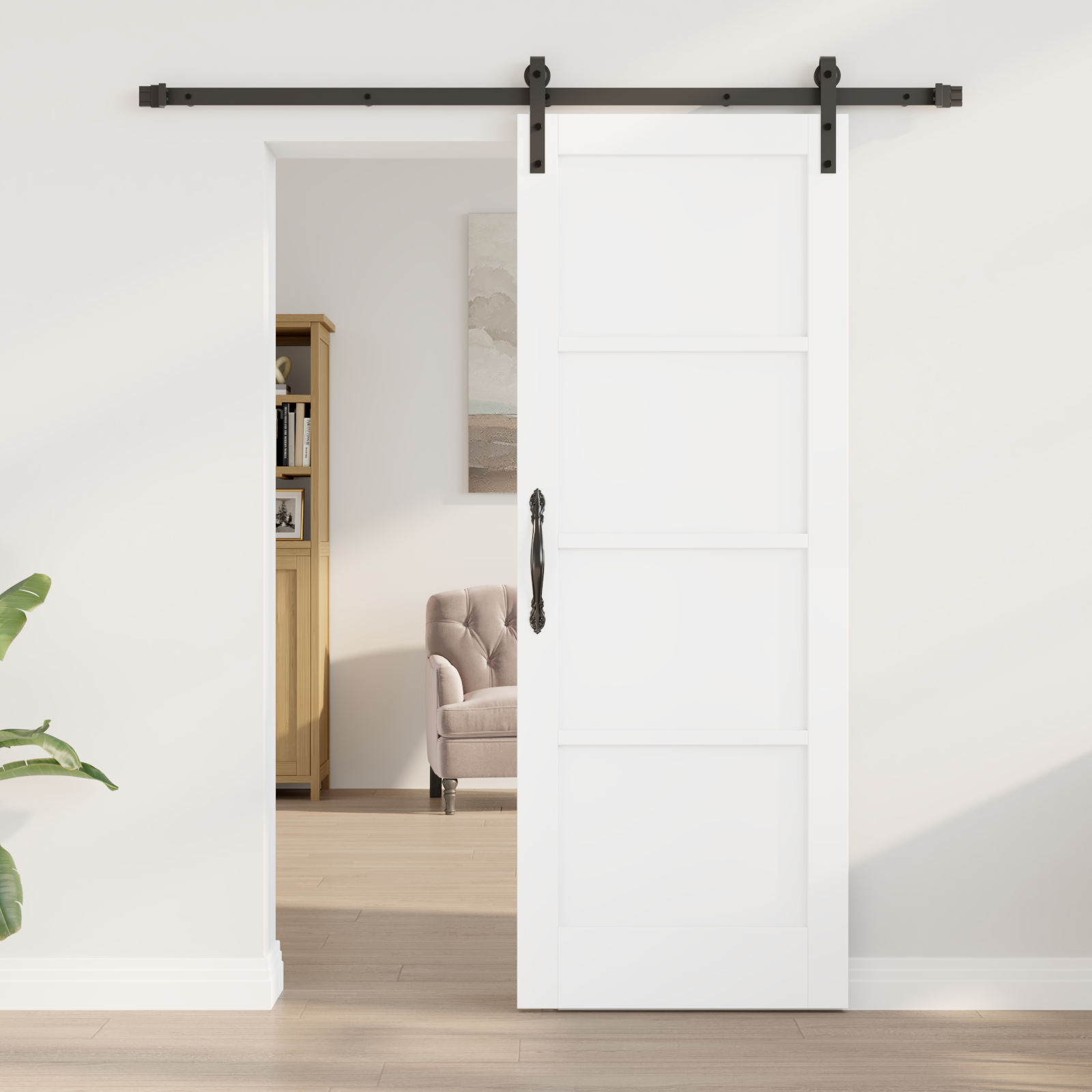 vidaXL Schuifdeur met beslag 73,5x198,5 cm massief grenenhout wit