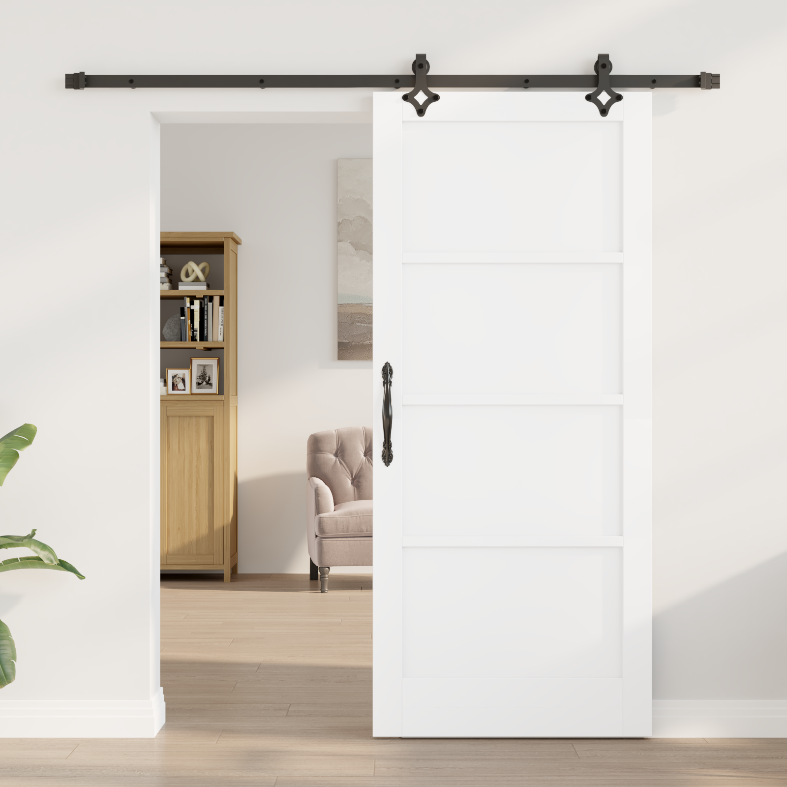vidaXL Schuifdeur met beslag 86x198,5 cm massief grenenhout wit