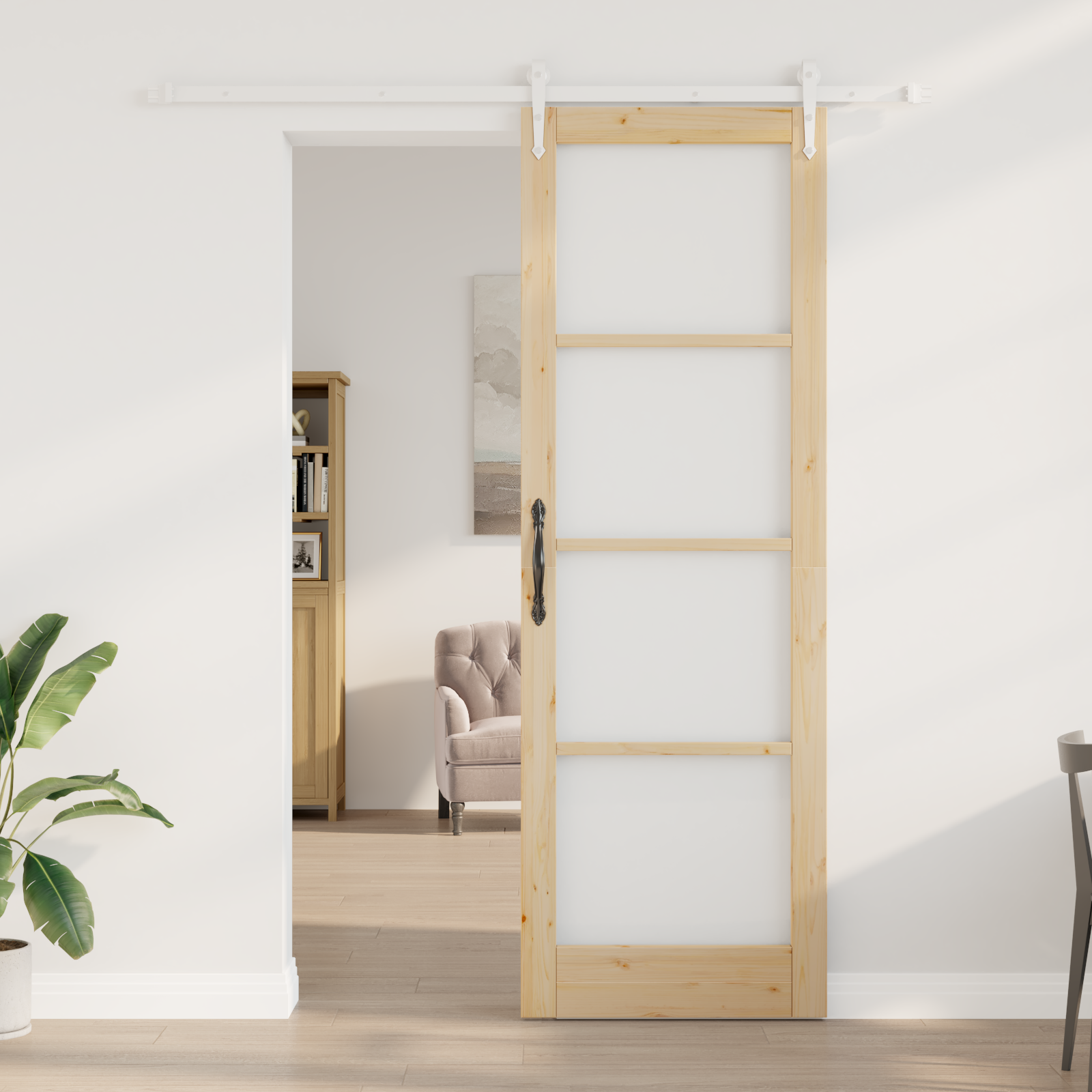vidaXL Schuifdeur met Hardware Set 78x232 cm Massief Vurenhout