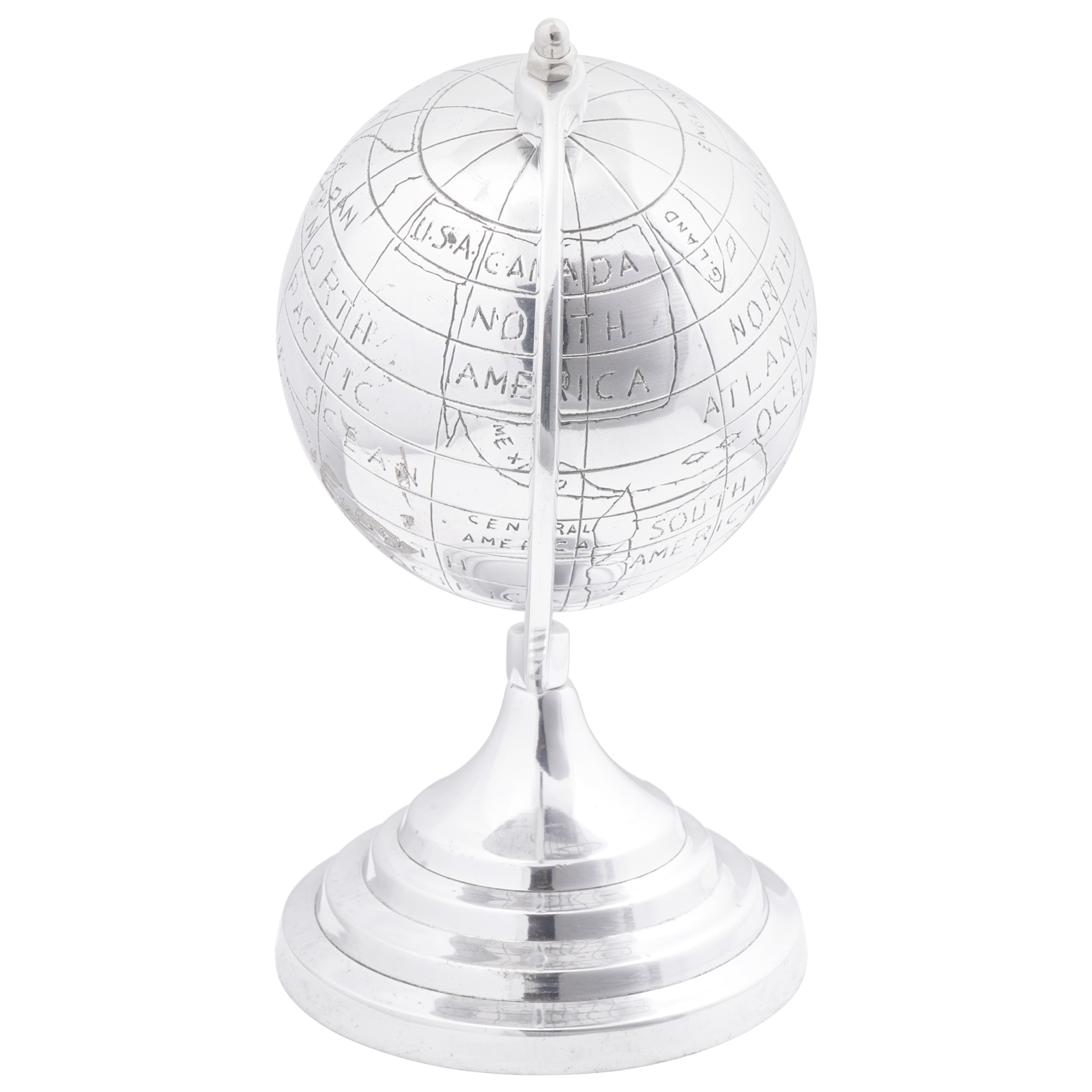 vidaXL Beeldje wereldbol 16,5x14x26 cm aluminium zilverkleurig