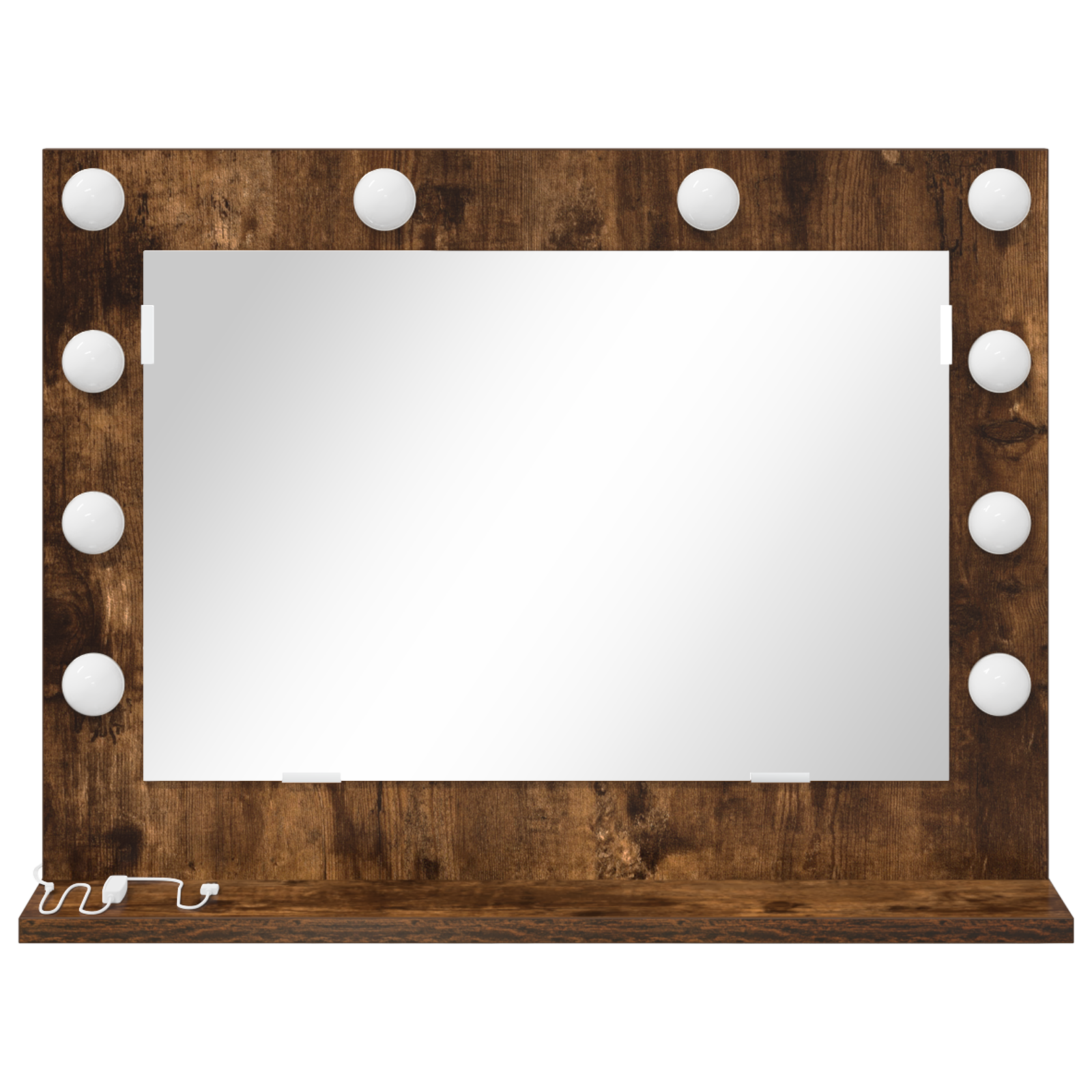 vidaXL Make-up Spiegel met LED Verlichting Rokend Eiken 60x18x45 cm