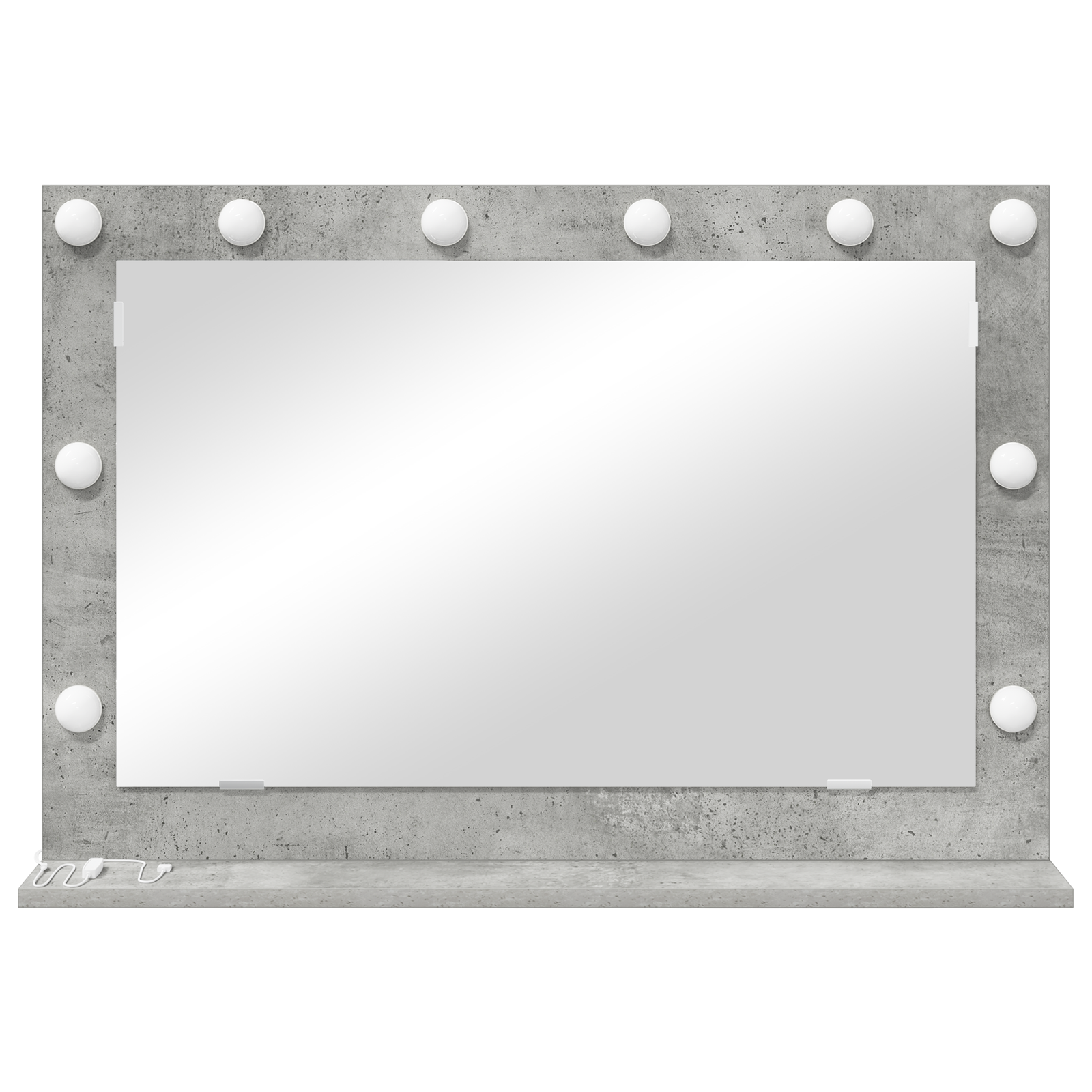 vidaXL Make-up Spiegel met LED Verlichting Beton Grijs 80x18x55 cm