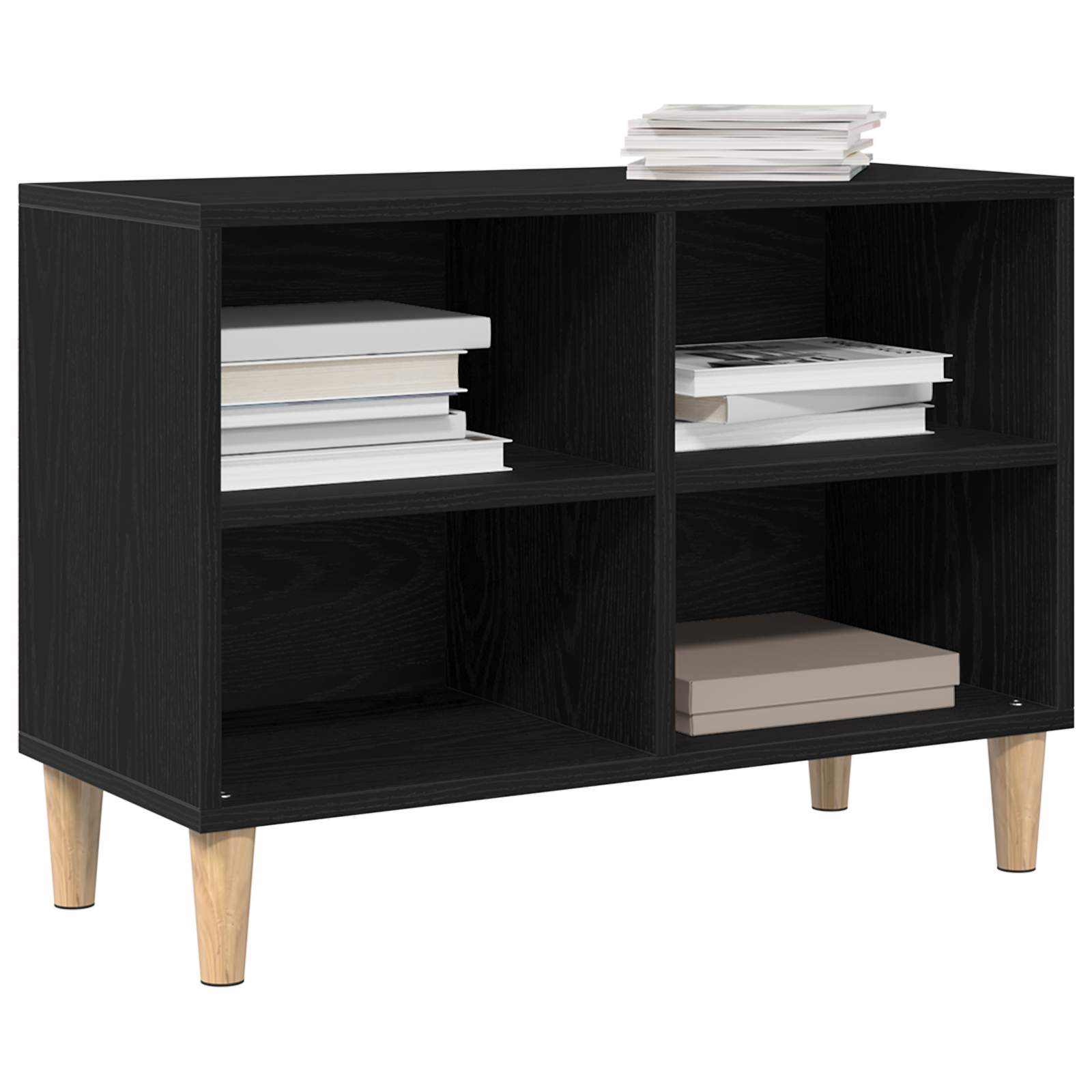 vidaXL Zwarte Eiken TV-kast - 69.5x30x50 cm, Gemaakt van Bewerkt Hout