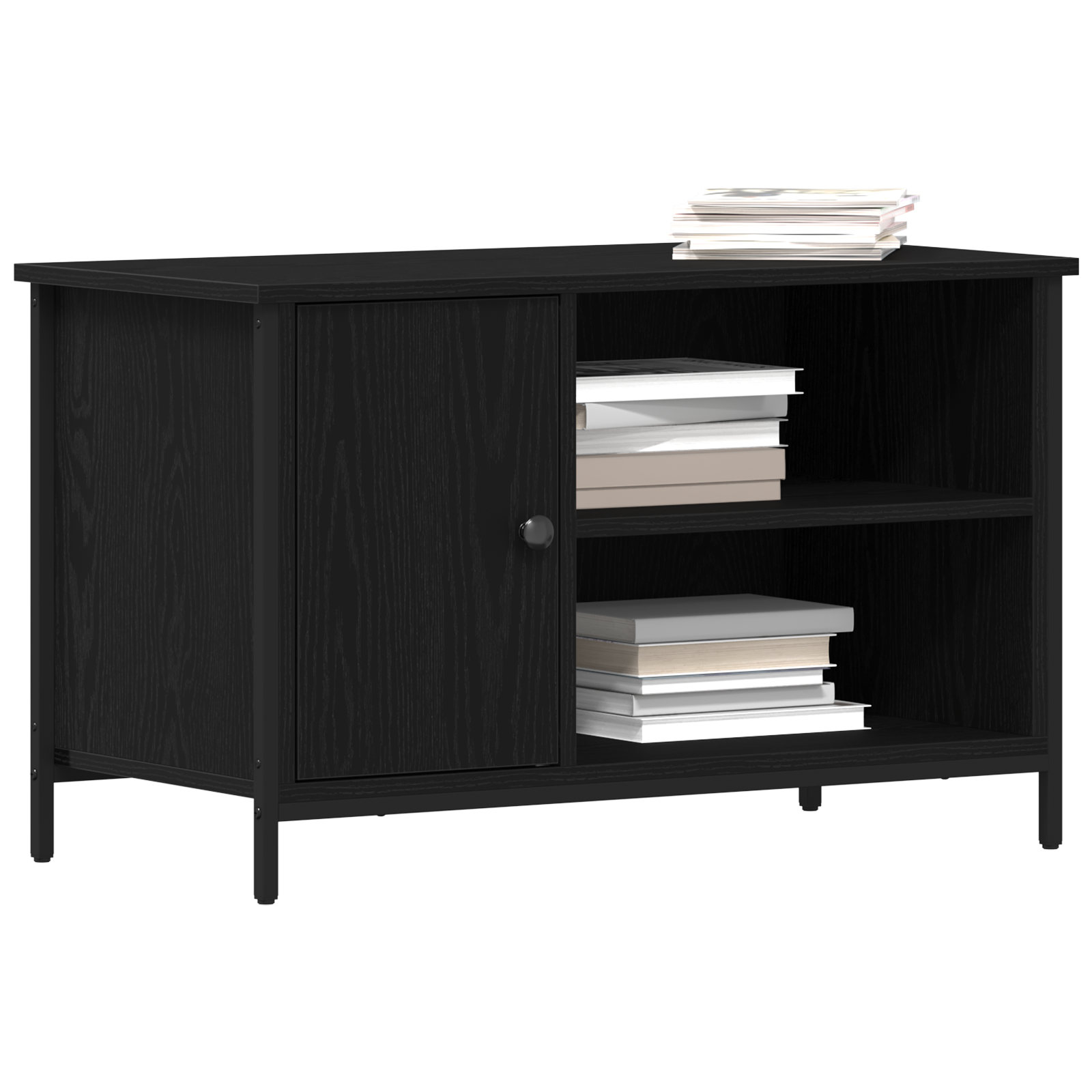 vidaXL Tv-meubel 80x40x50 cm bewerkt hout en staal zwart eikenkleurig