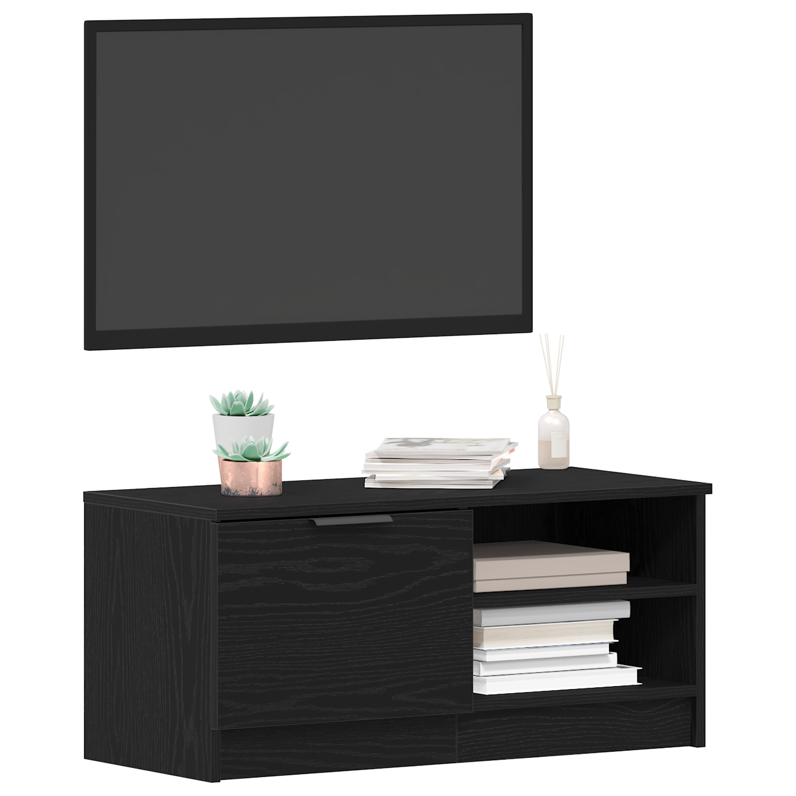 vidaXL Tv-meubel 80x35x36,5 cm bewerkt hout zwart eikenkleurig