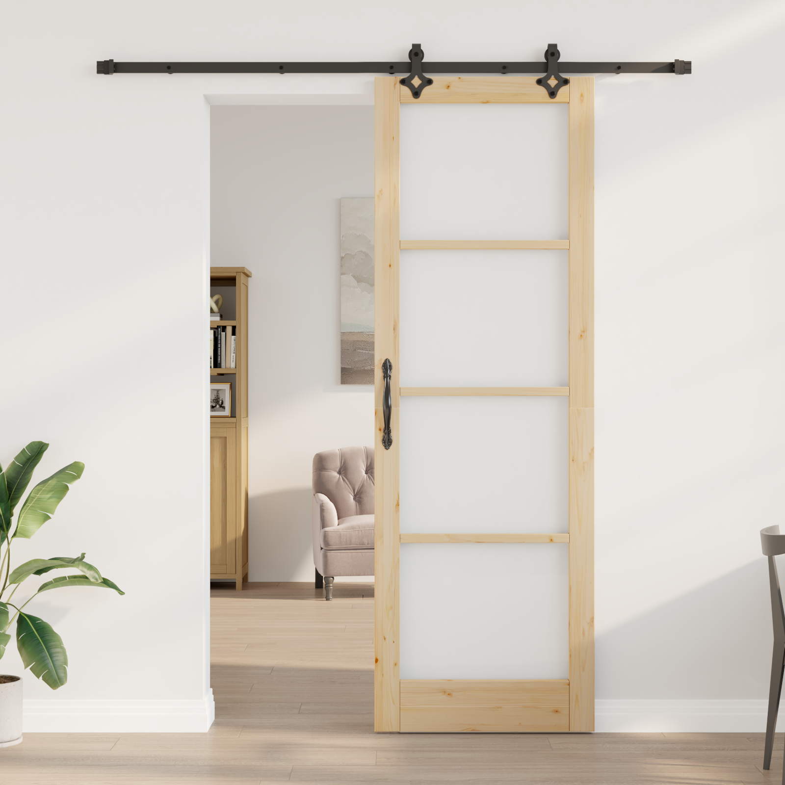 vidaXL Schuifdeur met Hardware Set 78x232 cm Massief Hout van Groenblijvende Naaldhout