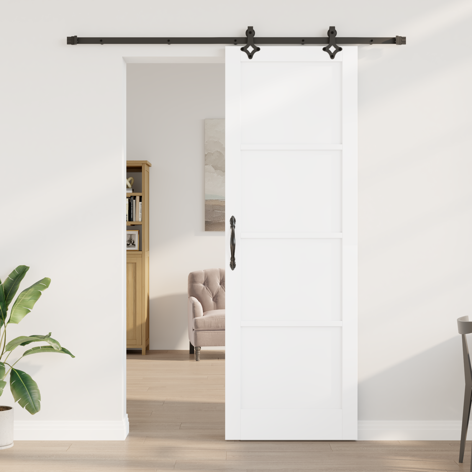 vidaXL Schuifdeur met beslag 78x232 cm massief grenenhout wit