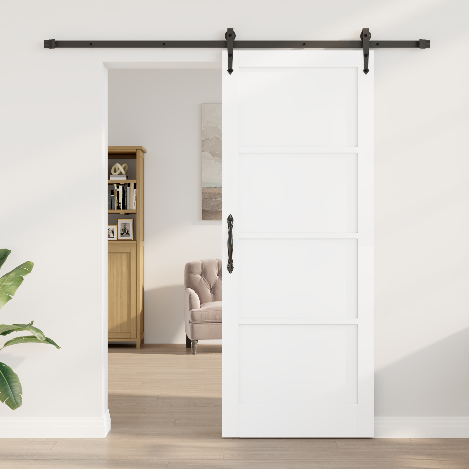 vidaXL Schuifdeur met Hardware Set 'ORKDAL'van Wit Massief Grenenhout