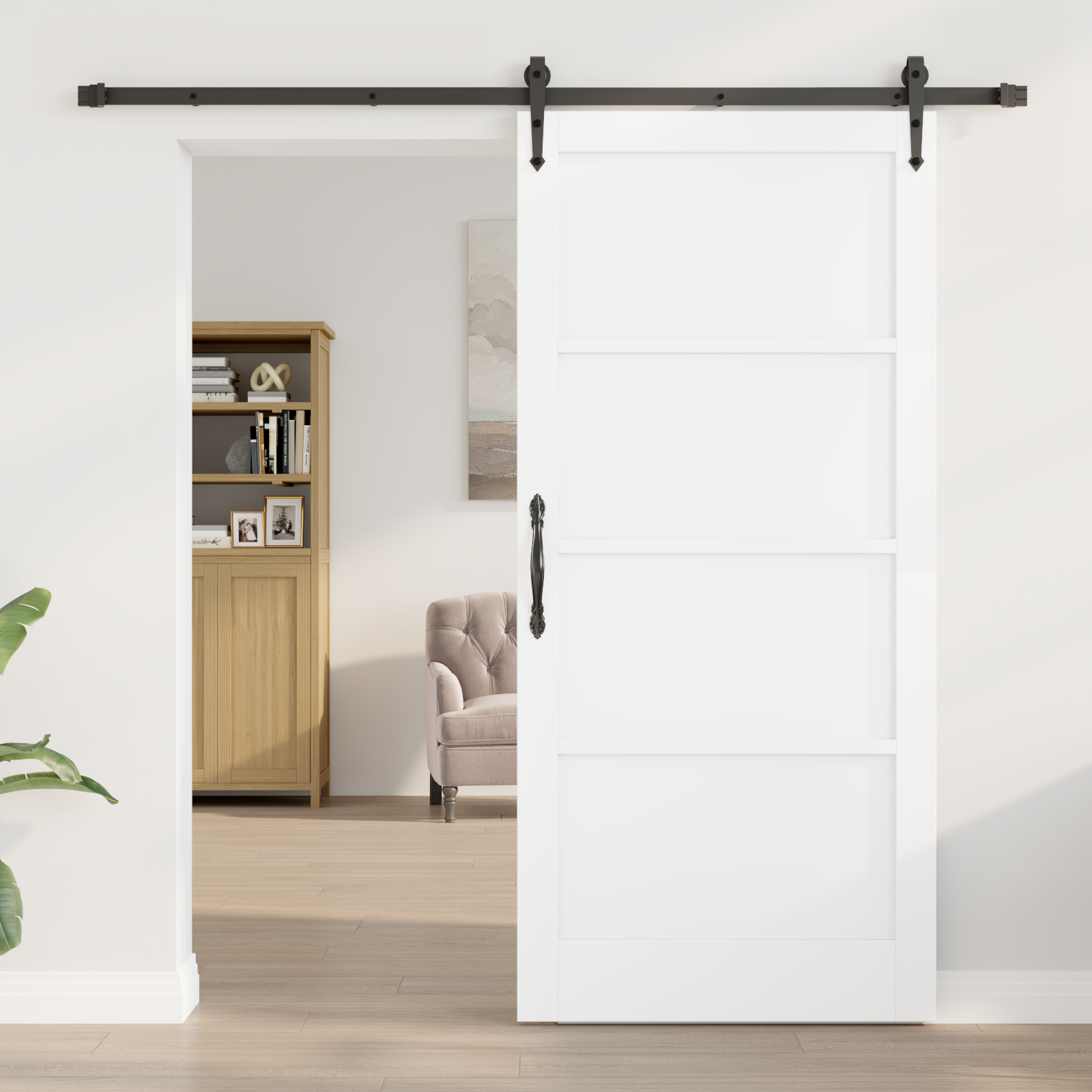 vidaXL Schuifdeur met Hardware Set 'ORKDAL'Witte Massieve Pijnboom