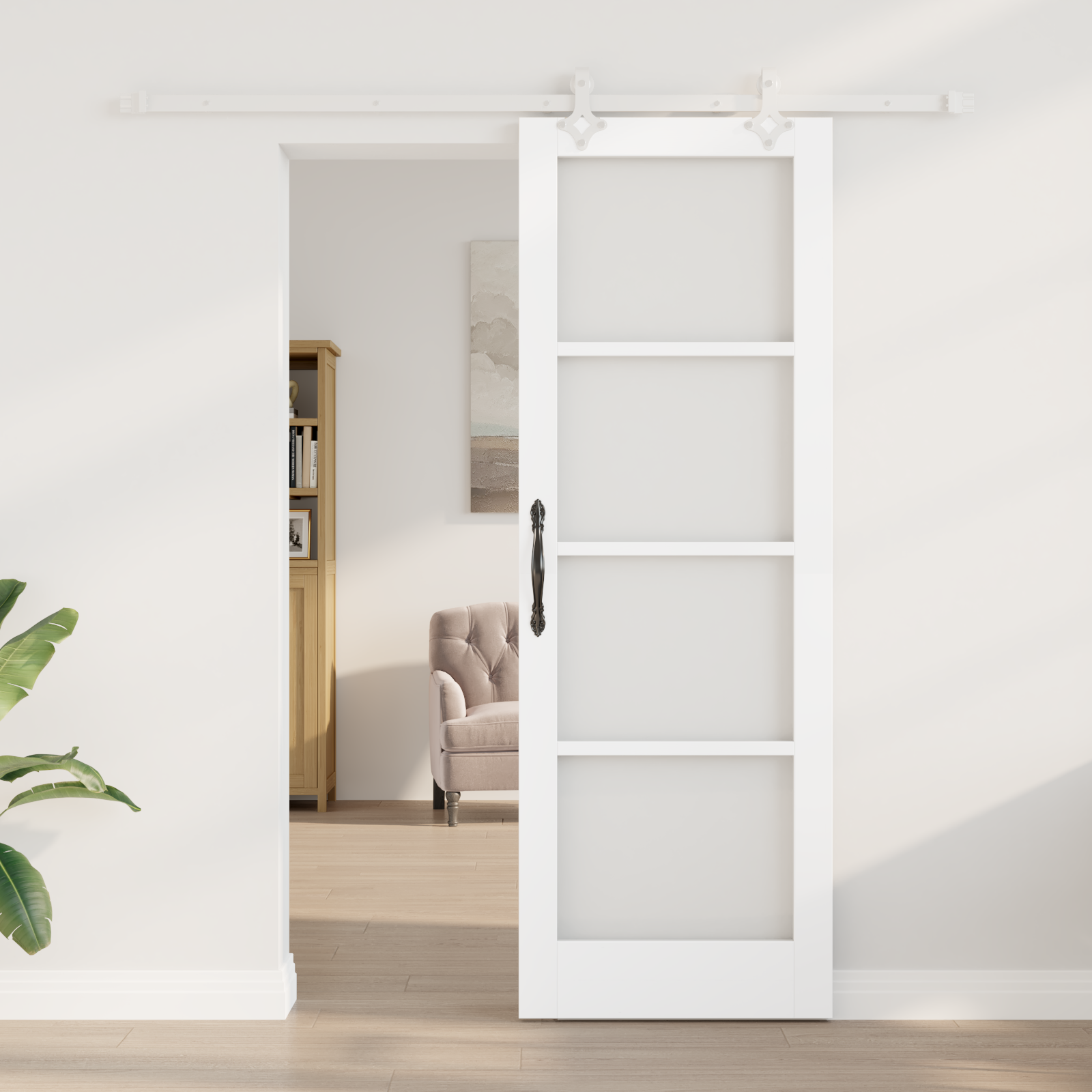 vidaXL Schuifdeur met Hardware Set Wit 73,5x211 cm Massief Hout Van Dennen