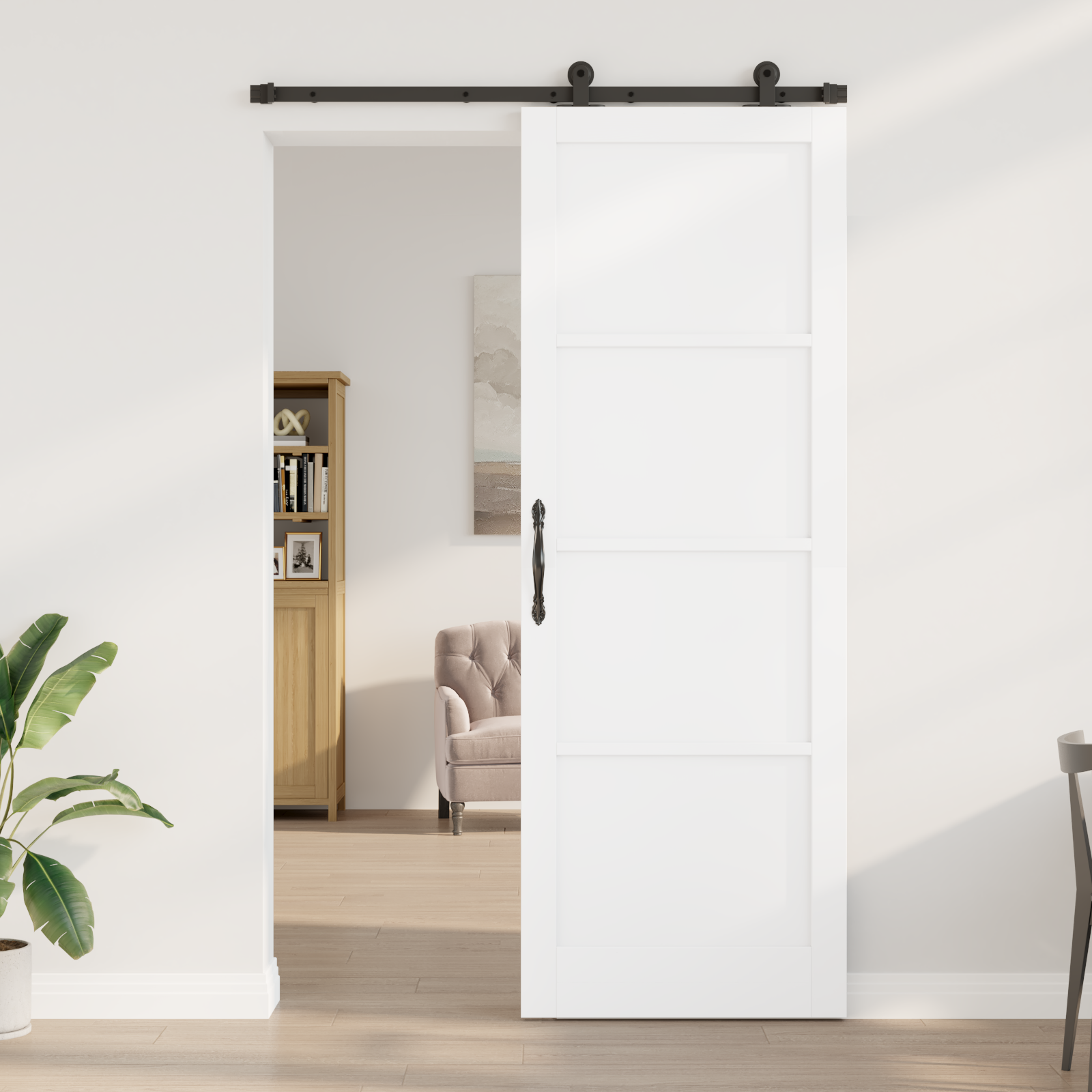 vidaXL Schuifdeur met Hardware Set 'ORKDAL'Wit Massief Vurenhout