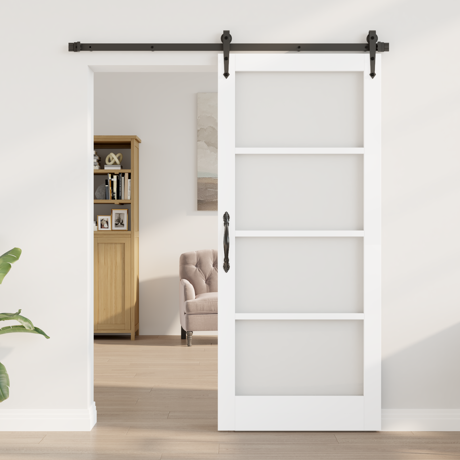 vidaXL Schuifdeur met Hardware Set Wit 86x211 cm Massief Vurenhout