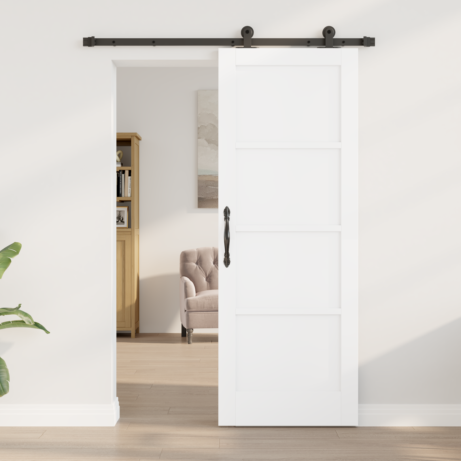 vidaXL Schuifdeur met Hardwareset 'ORKDAL'Wit Massief Vurenhout