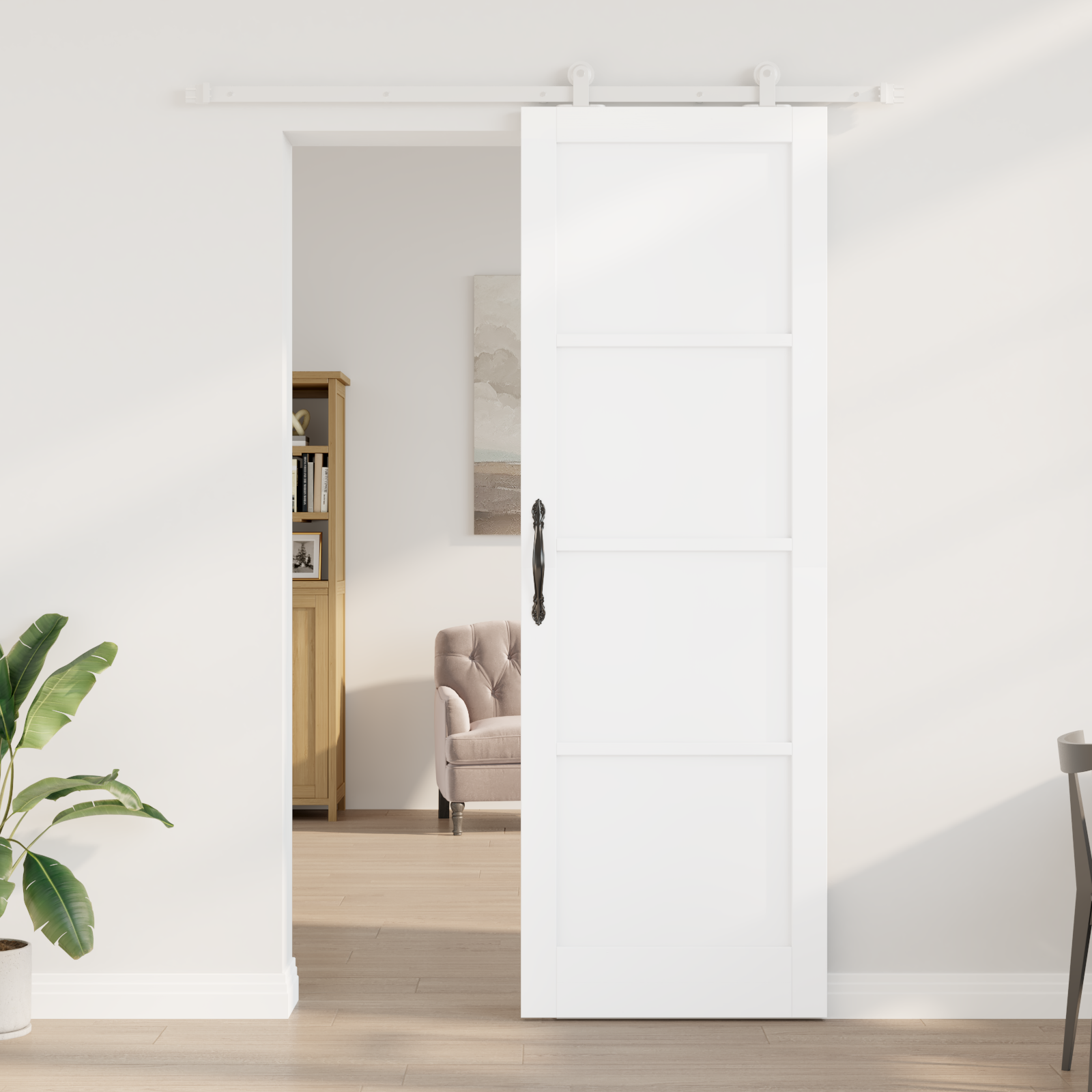 vidaXL Schuifdeur met Hardware Set Wit 78x232 cm Massief Vurenhout