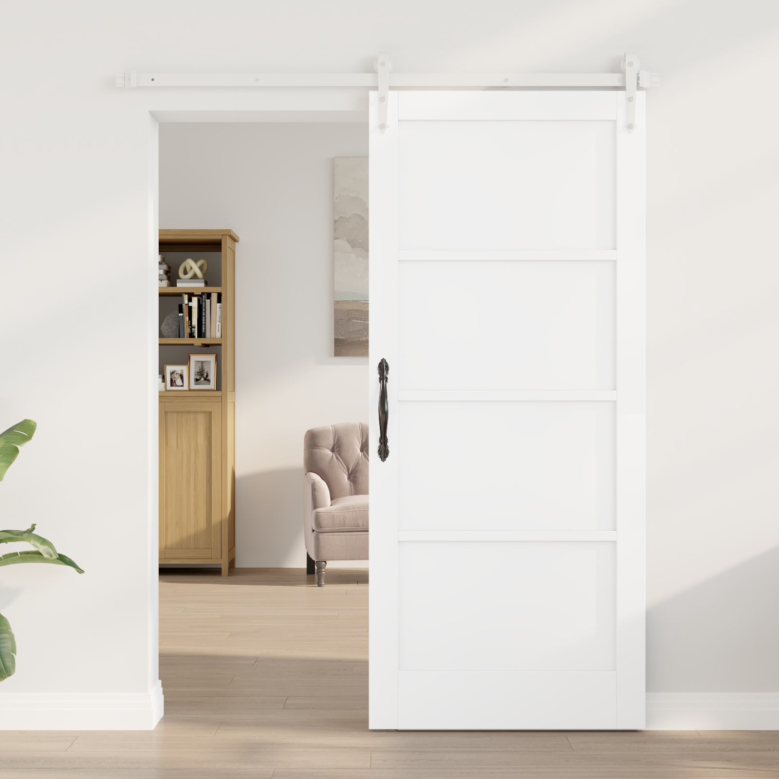 vidaXL Schuifdeur met Hardwareset Wit 86x211 cm Massief Vurenhout