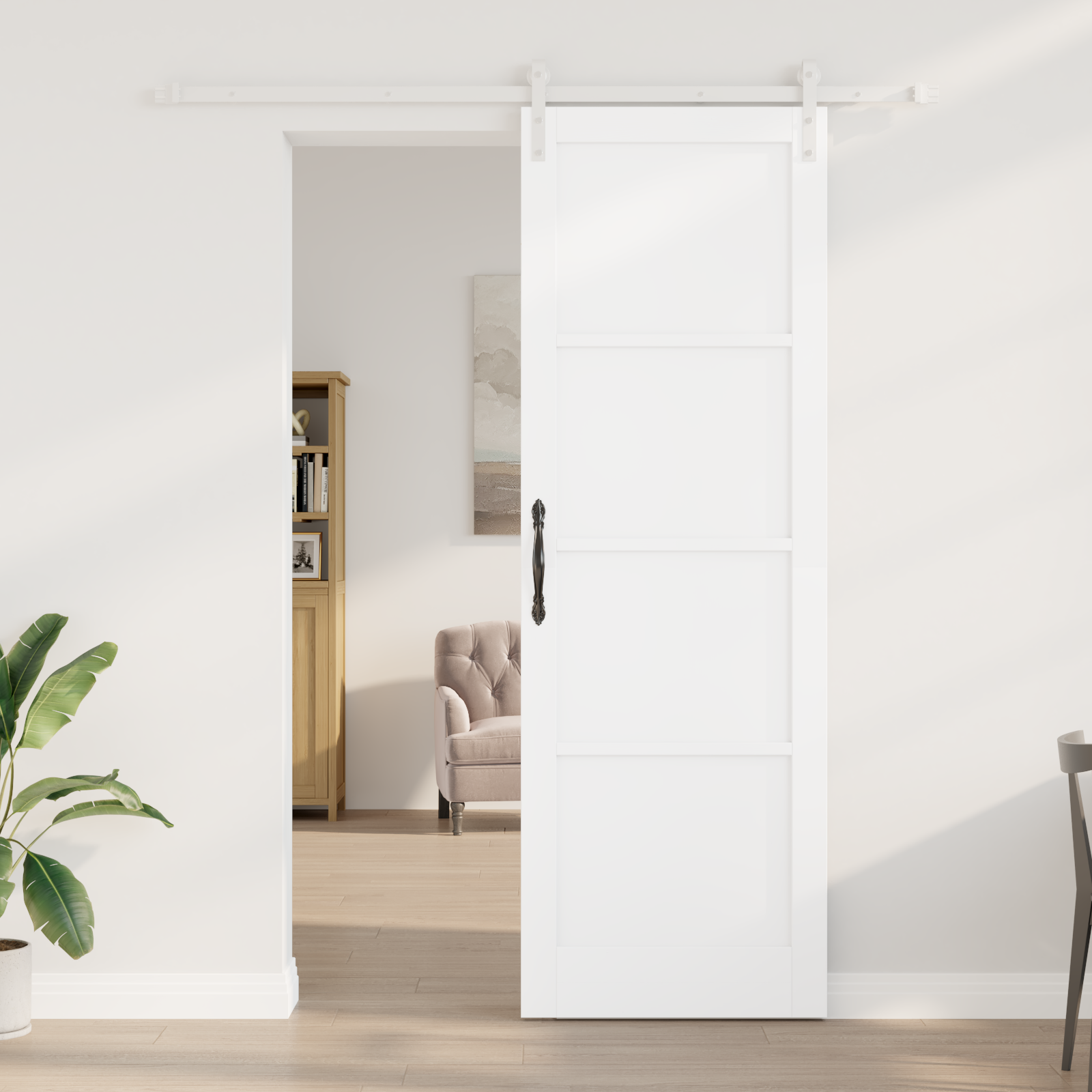 vidaXL Schuifdeur met beslag 78x232 cm massief grenenhout wit