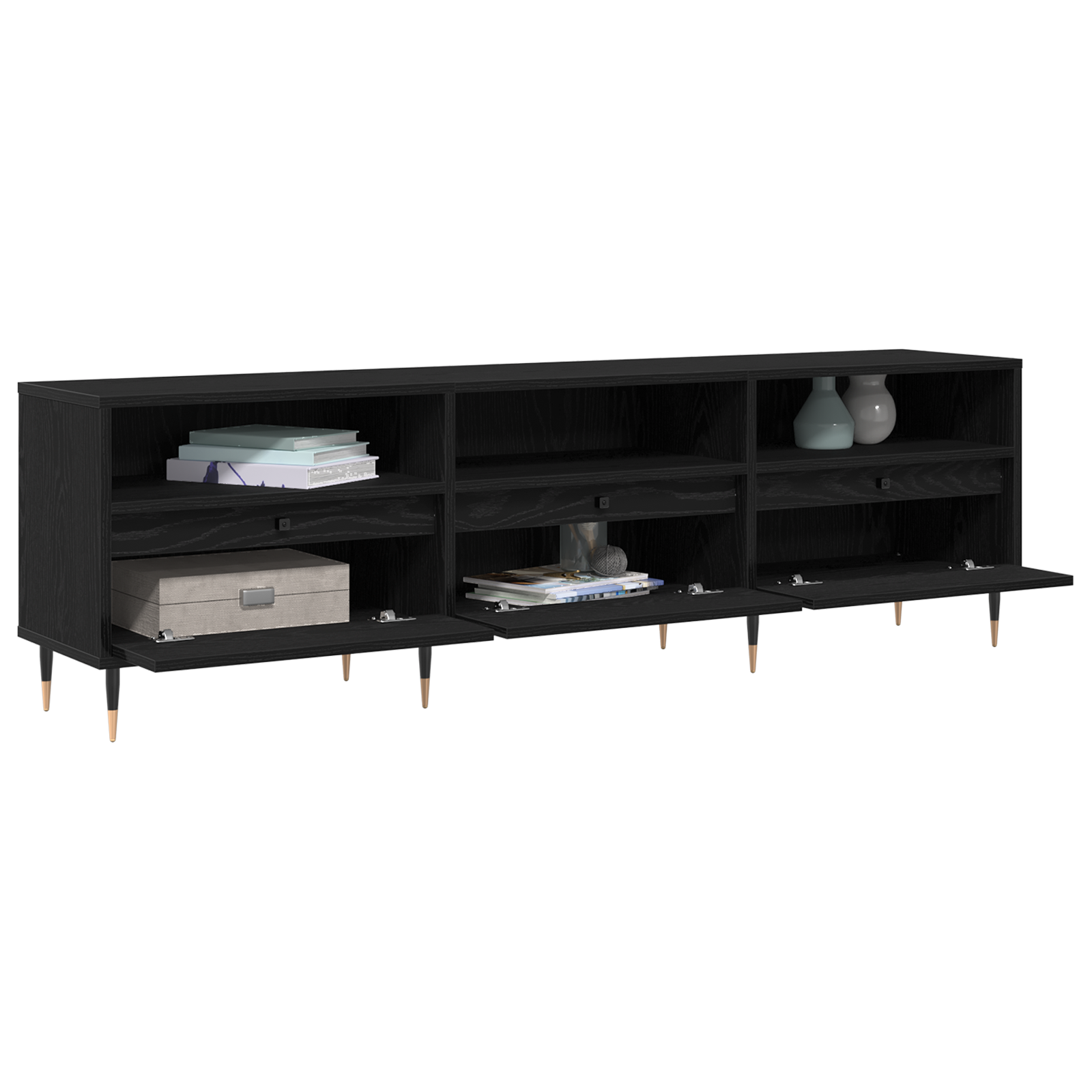 vidaXL Tv-meubel 150x30x44,5 cm bewerkt hout zwart eikenkleurig