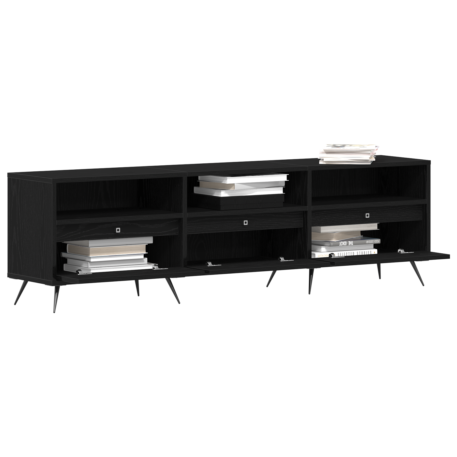 vidaXL TV-meubel Zwart 150x30x44,5 cm Bewerkt hout