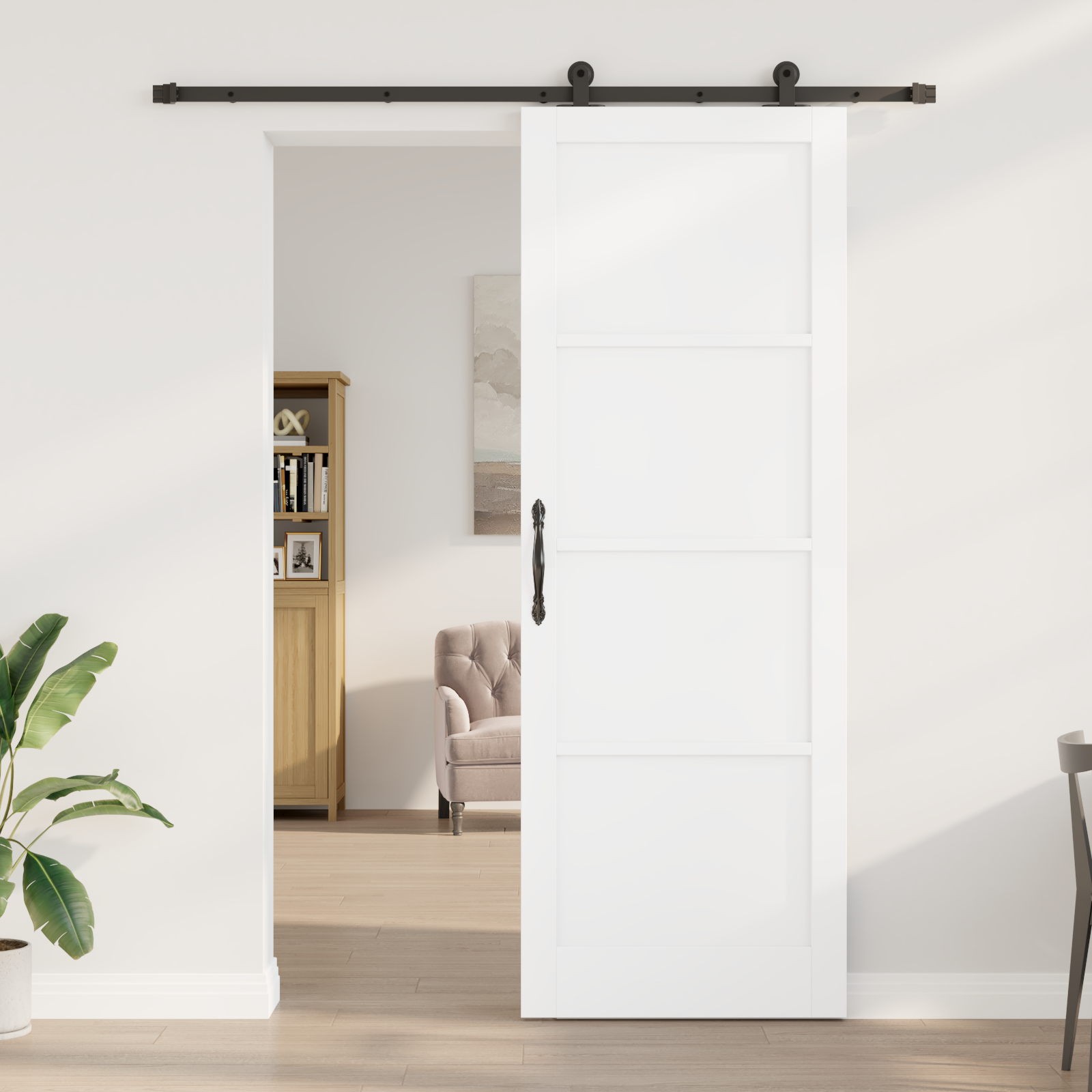 vidaXL Schuifdeur met Hardware Set Wit 83x232 cm Massief Vurenhout