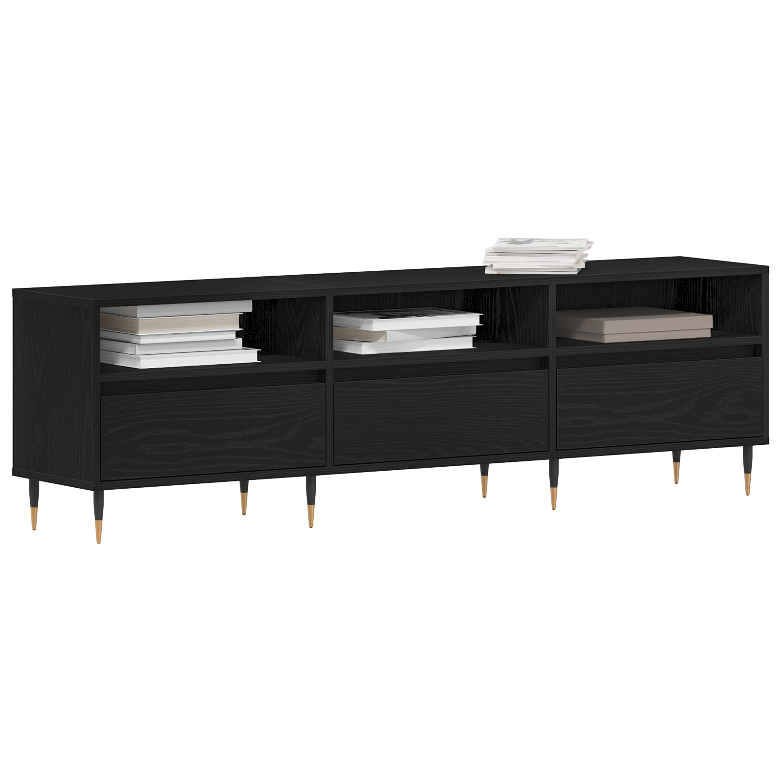vidaXL Tv-meubel 150x30x44,5 cm bewerkt hout zwart eikenkleurig