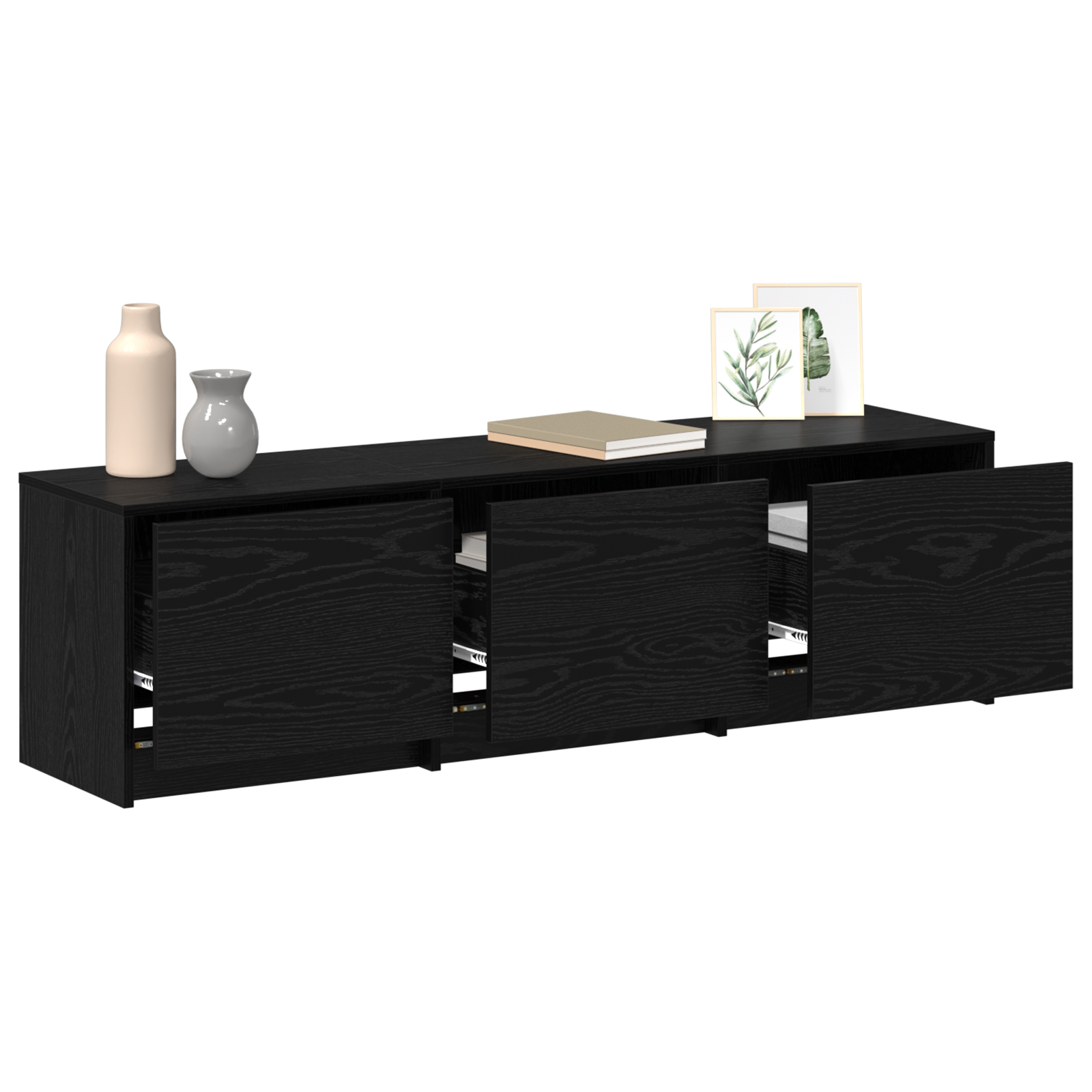 vidaXL TV-kast met LED Zwart Eiken 140x34x40 cm Bewerkt Hout