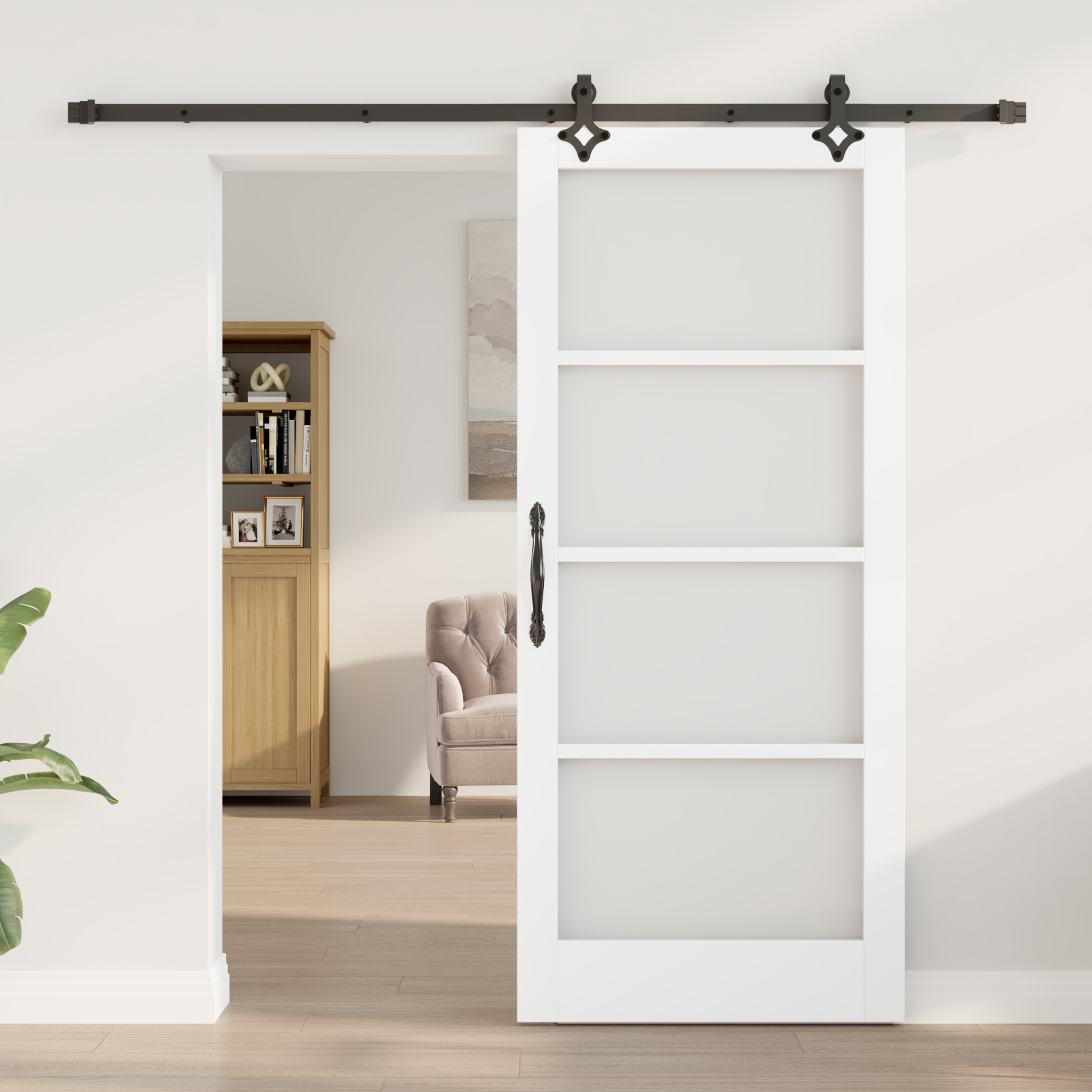 vidaXL Schuifdeur met hardware set wit 86x198,5 cm van massief dennenhout