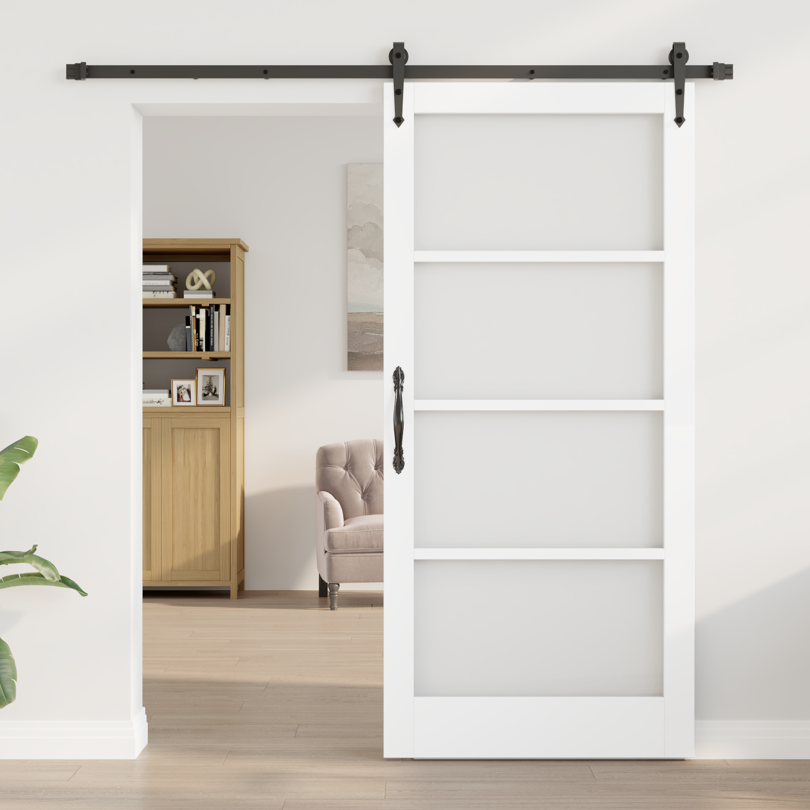 vidaXL Schuifdeur met Montagekit Wit 93x202 cm Massief Vurenhout