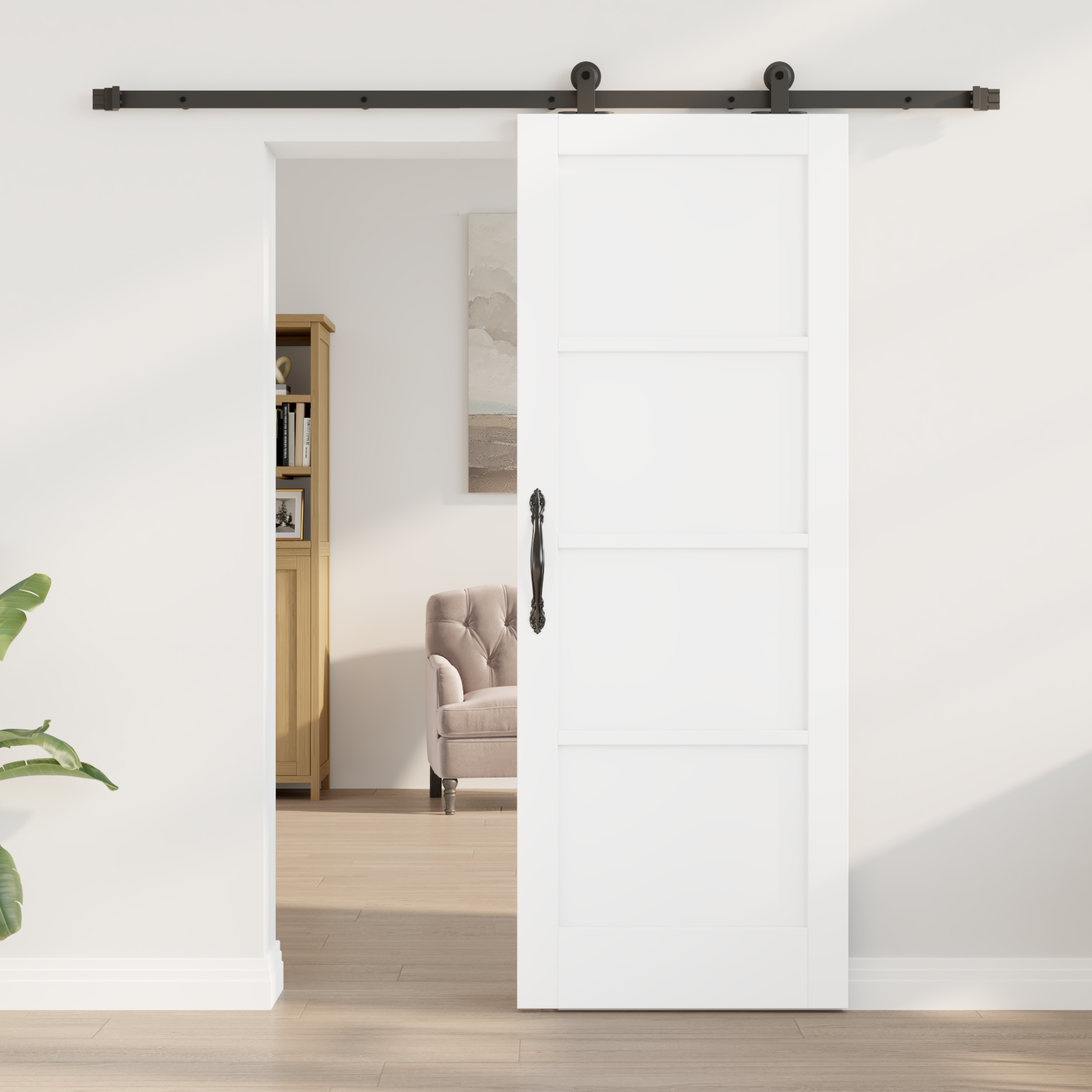 vidaXL Schuifdeur met Hardware Set Wit 73.5x198.5 cm Massief Grenenhout