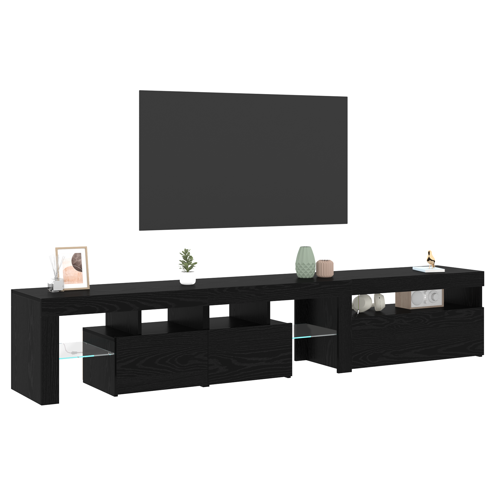 vidaXL Tv-meubels 2 st met LED's bewerkt hout zwart eikenkleurig