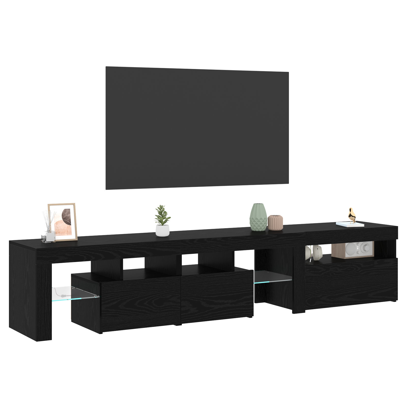 vidaXL Tv-meubels 2 st met LED's bewerkt hout zwart eikenkleurig