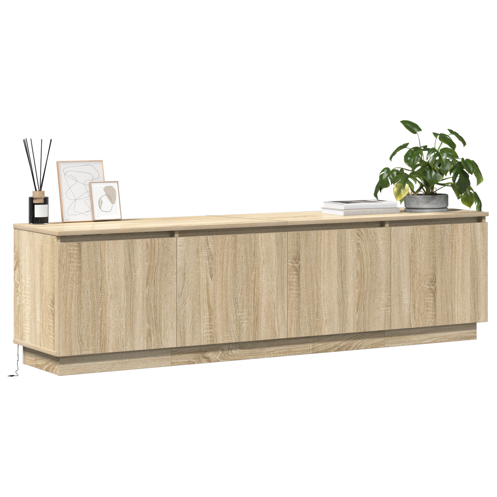 vidaXL TV-meubel met LED 180x38x49 cm bewerkt hout sonoma eikenkleurig