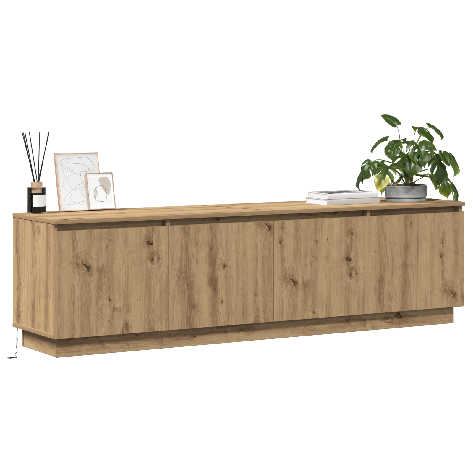 vidaXL TV-kast met LED in Artisan Eiken 180x38x49 cm van Geengineerd Hout