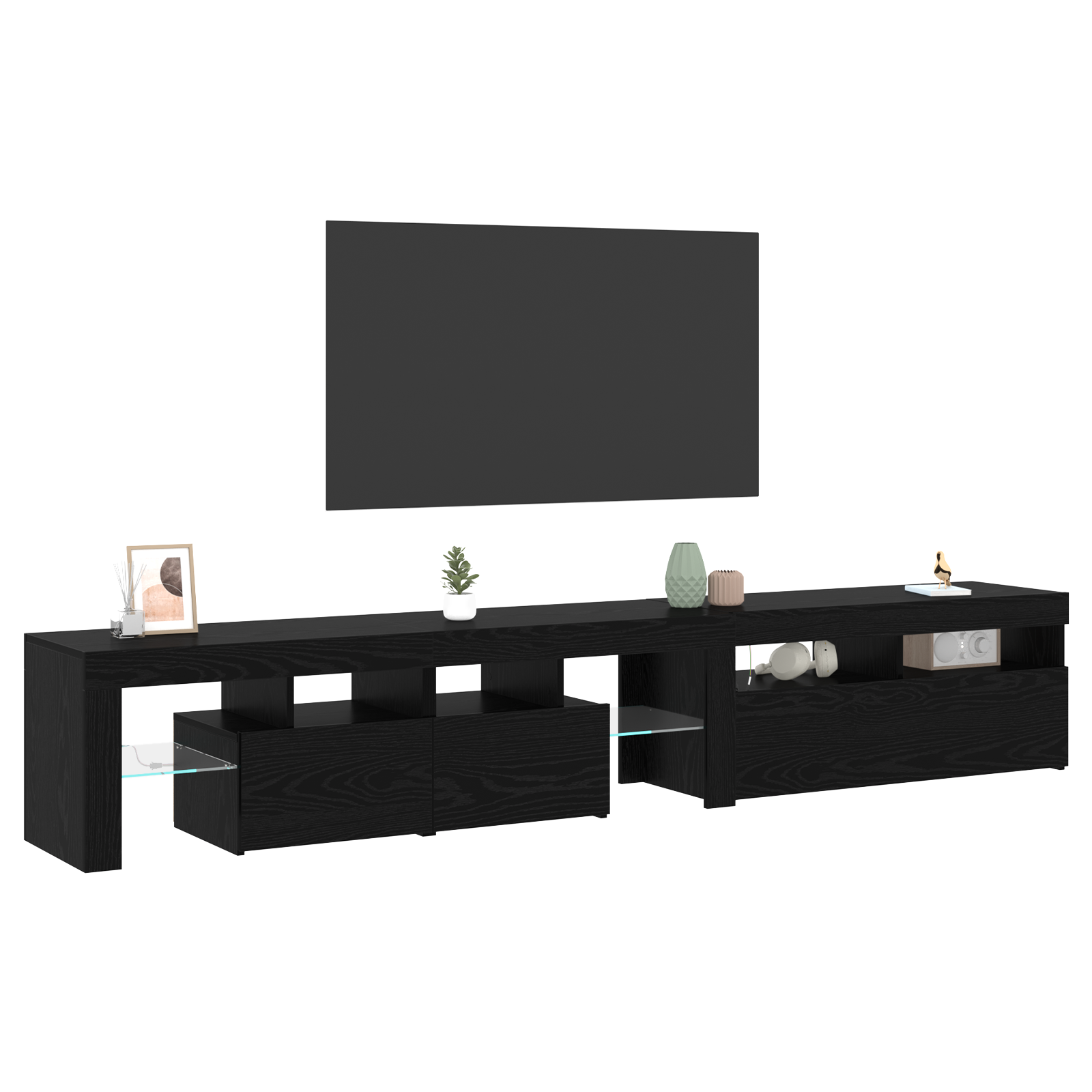 vidaXL Tv-meubels 2 st met LED's bewerkt hout zwart eikenkleurig