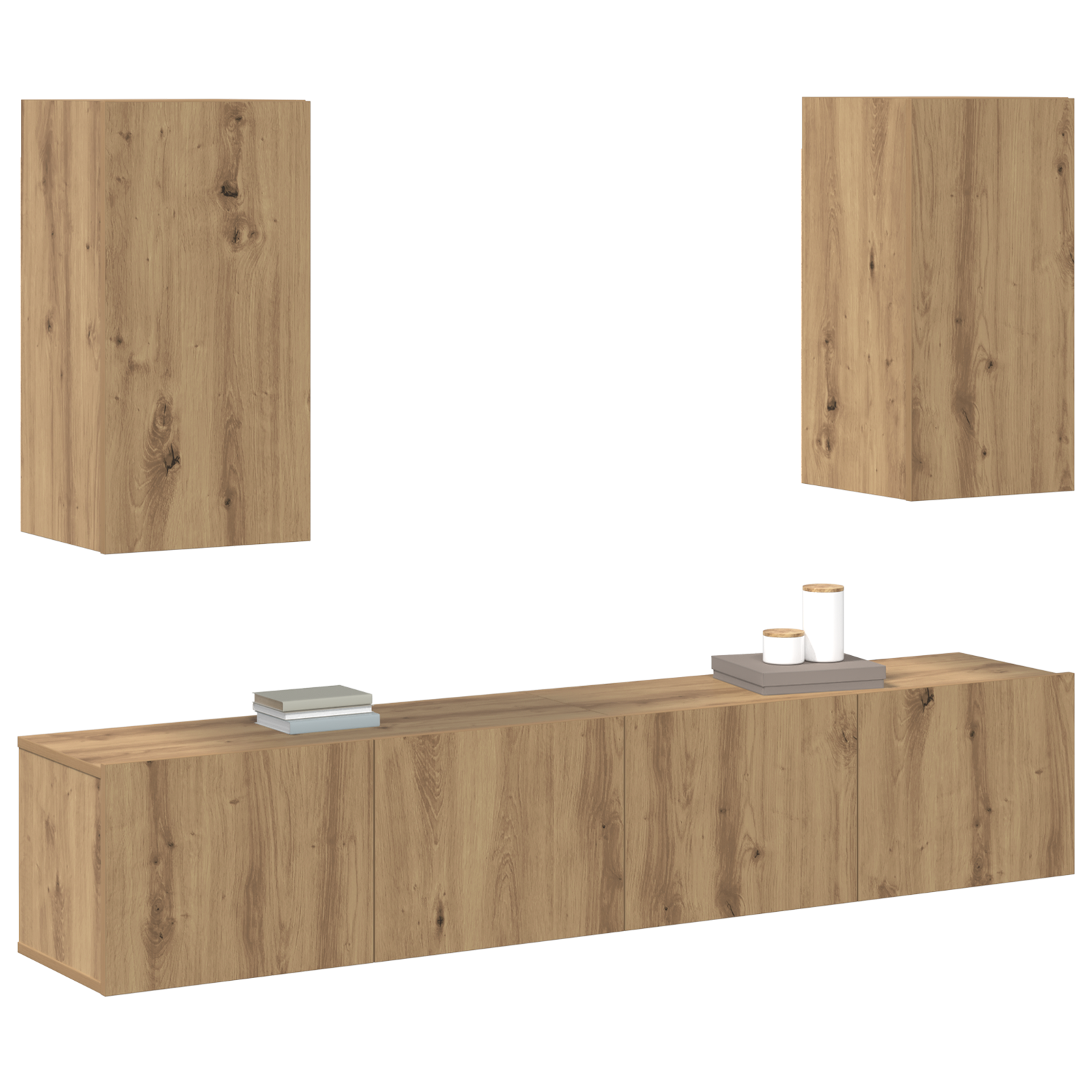 vidaXL 4-delige TV kastset Wandgemonteerd Artisan Eiken Bewerkt Hout