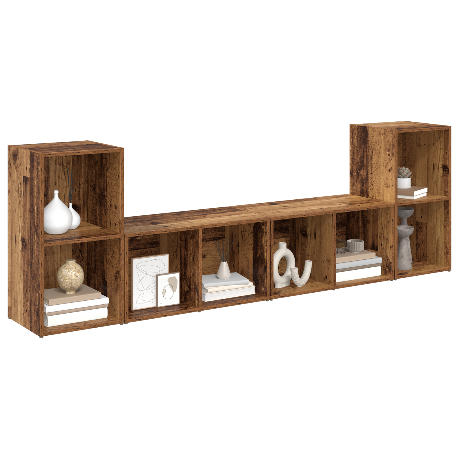 vidaXL Tv-meubelset 4 pcs Oude hout 72 x 35 x 36.5 cm Bewerkt hout