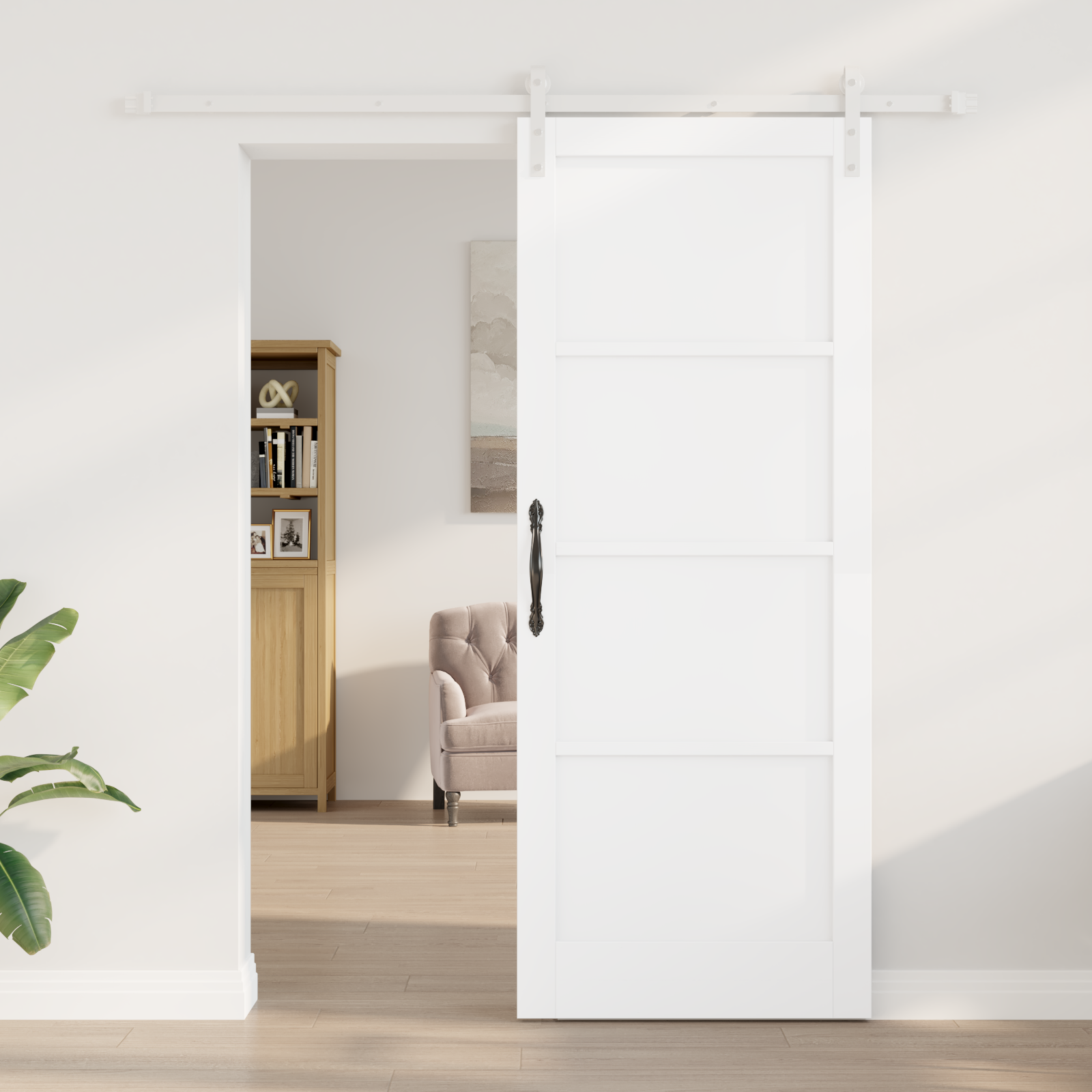 vidaXL Schuifdeur met beslag 83x211 cm massief grenenhout wit