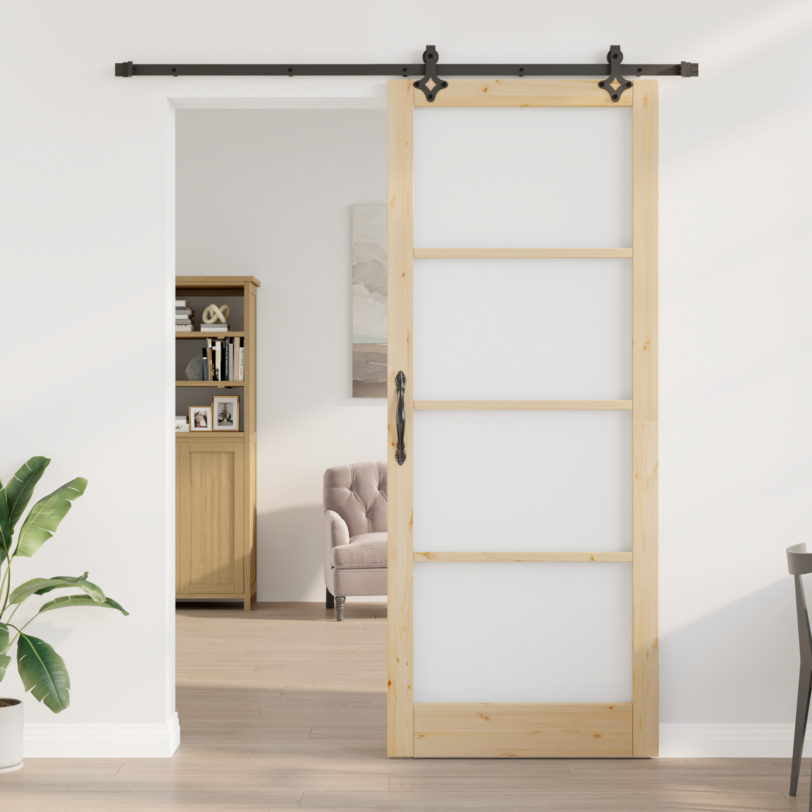 vidaXL Schuifdeur met Bevestigingsset 'ORKDAL'Massief Hout en Glas