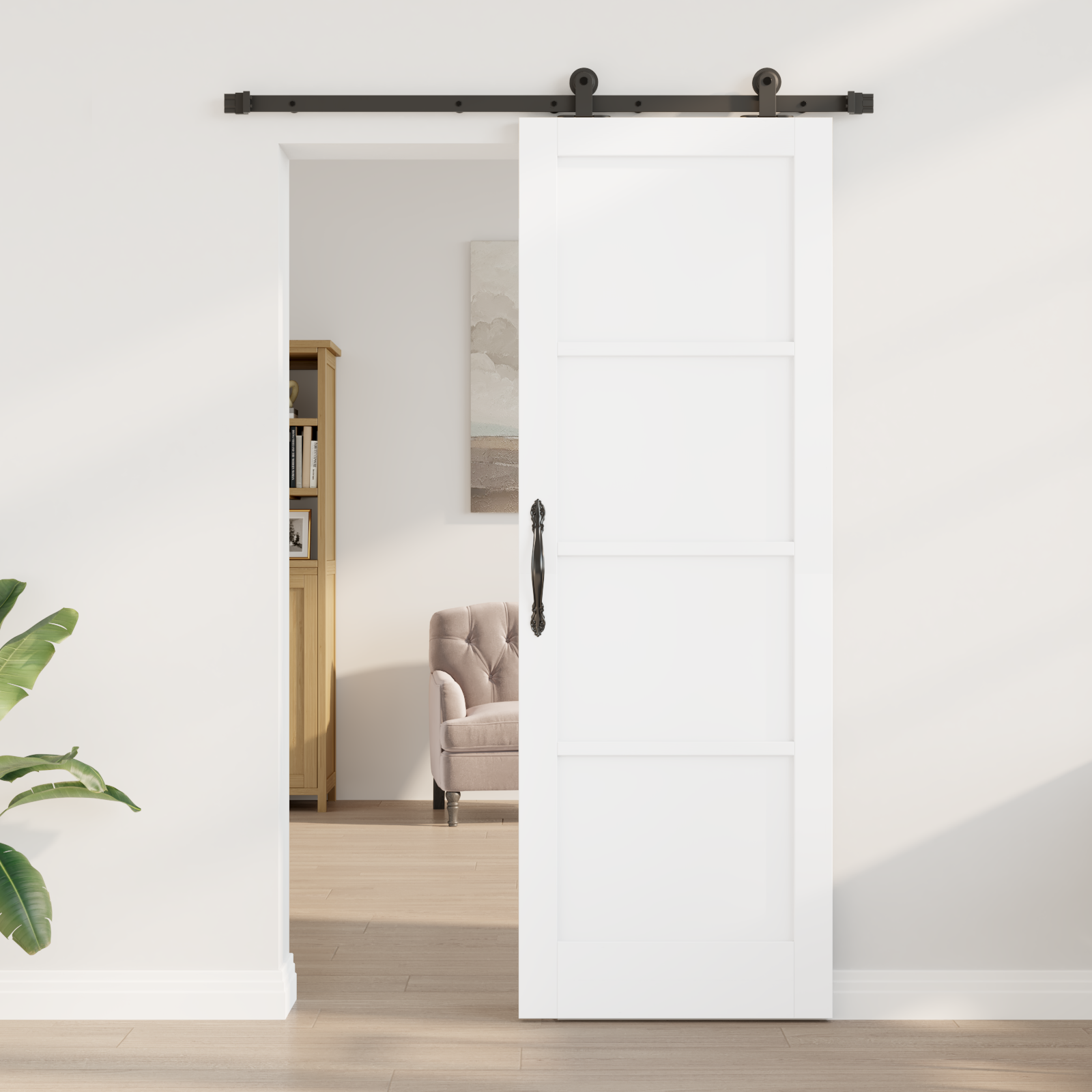 vidaXL Schuifdeur met Hardware Set 'ORKDAL'Wit Massief Den
