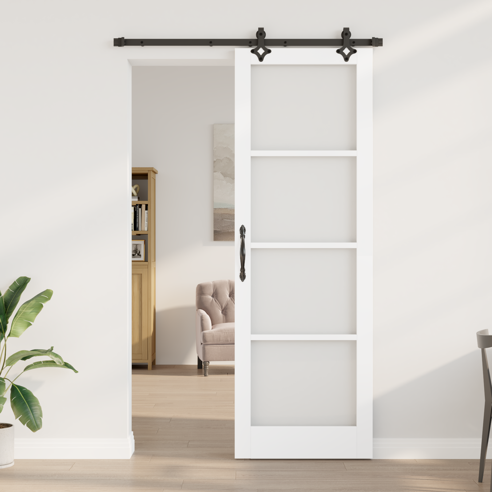 vidaXL Schuifdeur met Hardware Set Wit 78x232 cm Massief Vurenhout