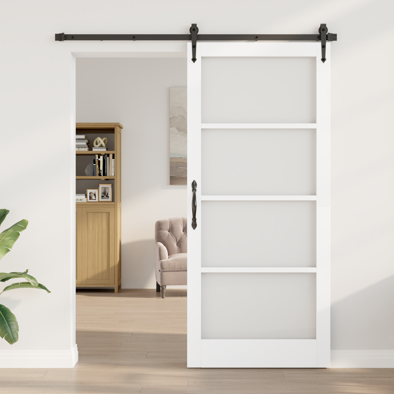 vidaXL Schuifdeur met Hardware Set Wit 93x211 cm Van Massief Hout