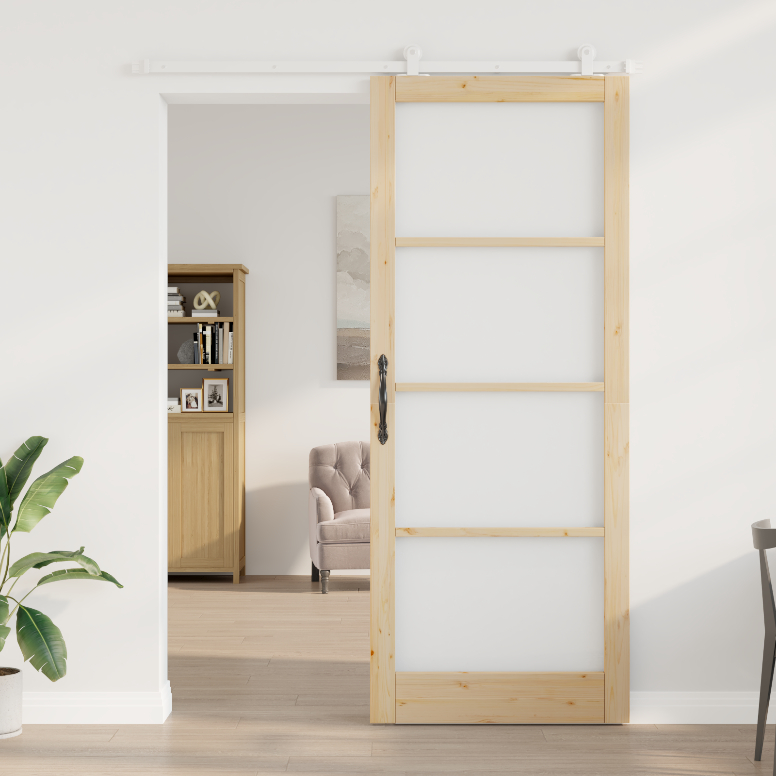 vidaXL Schuifdeur met Hardware Set 'ORKDAL'Massief Hout & Glas