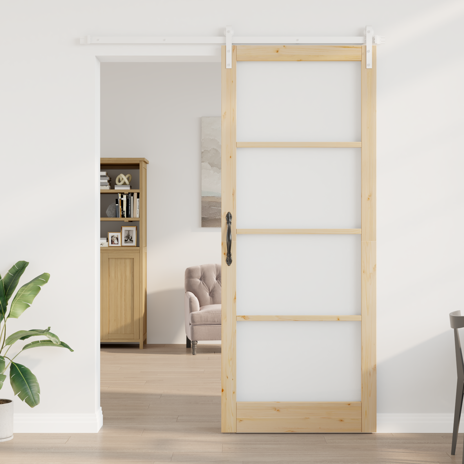 vidaXL Schuifdeur met beslag ORKDAL massief hout en glas