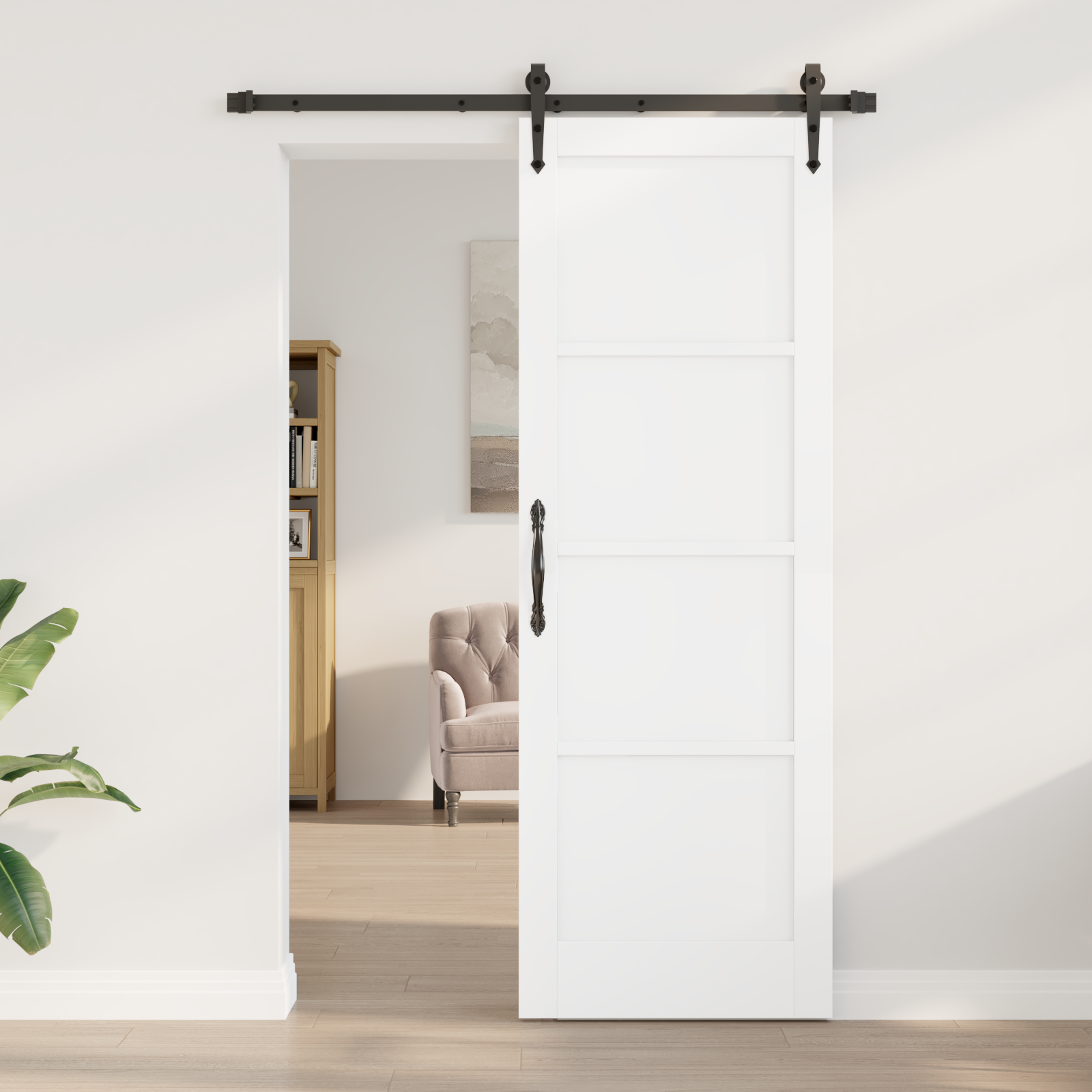 vidaXL Schuifdeur met Hardware Set 'ORKDAL'Wit Massief Grenenhout