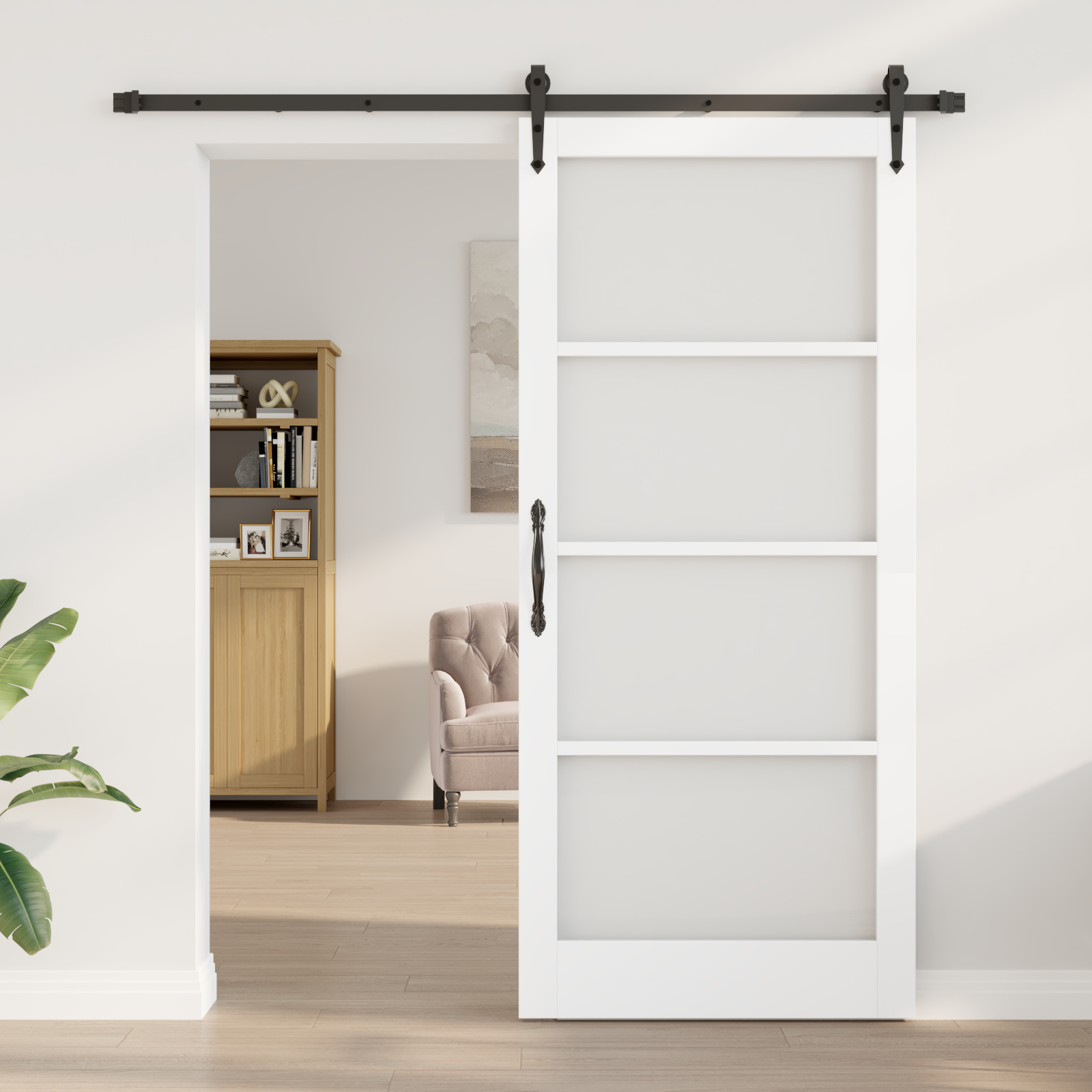 vidaXL Schuifdeur met Hardware Set Wit 93x211 cm Massief Vurenhout