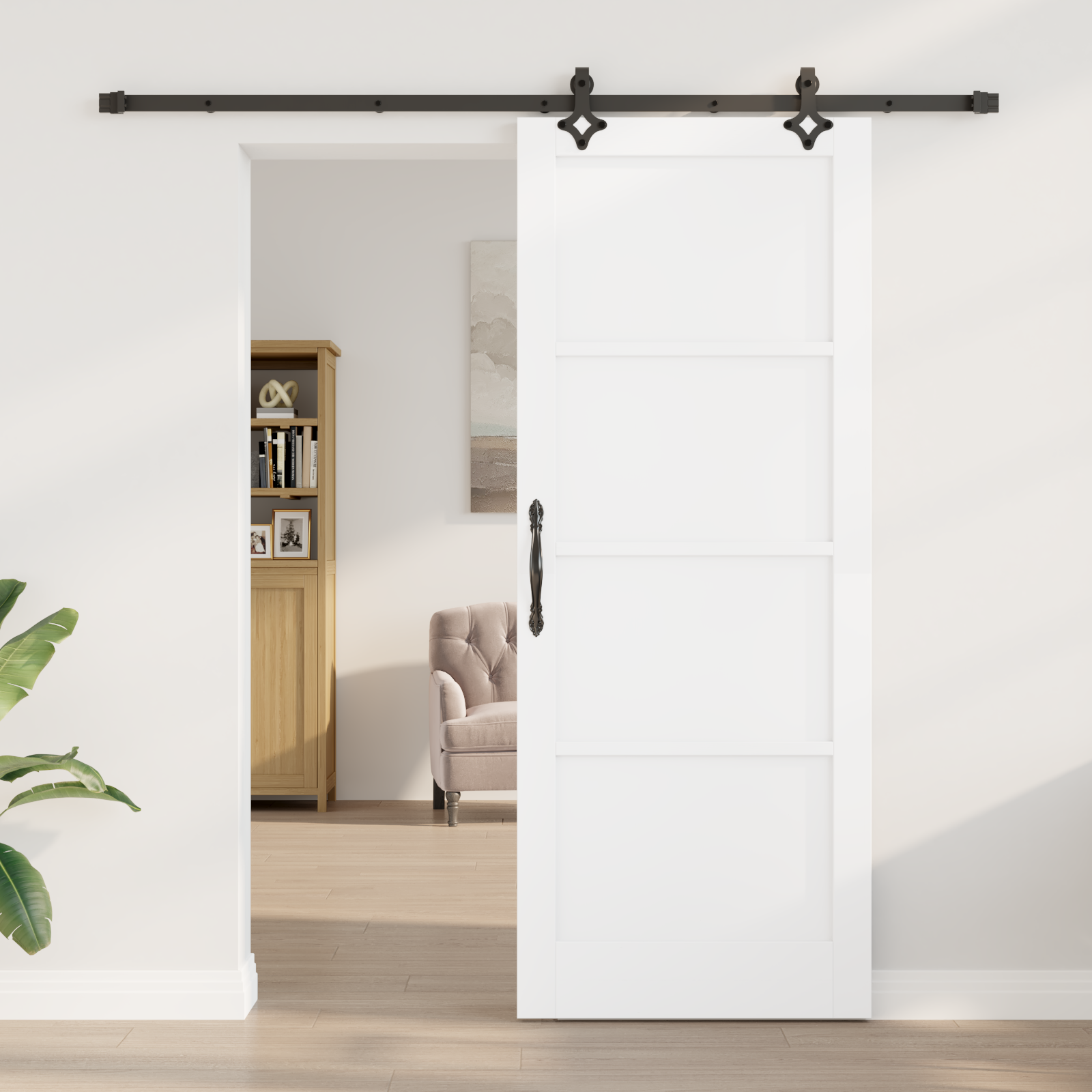 vidaXL Schuifdeur met Hardware Set 'ORKDAL'Wit Massief Vurenhout